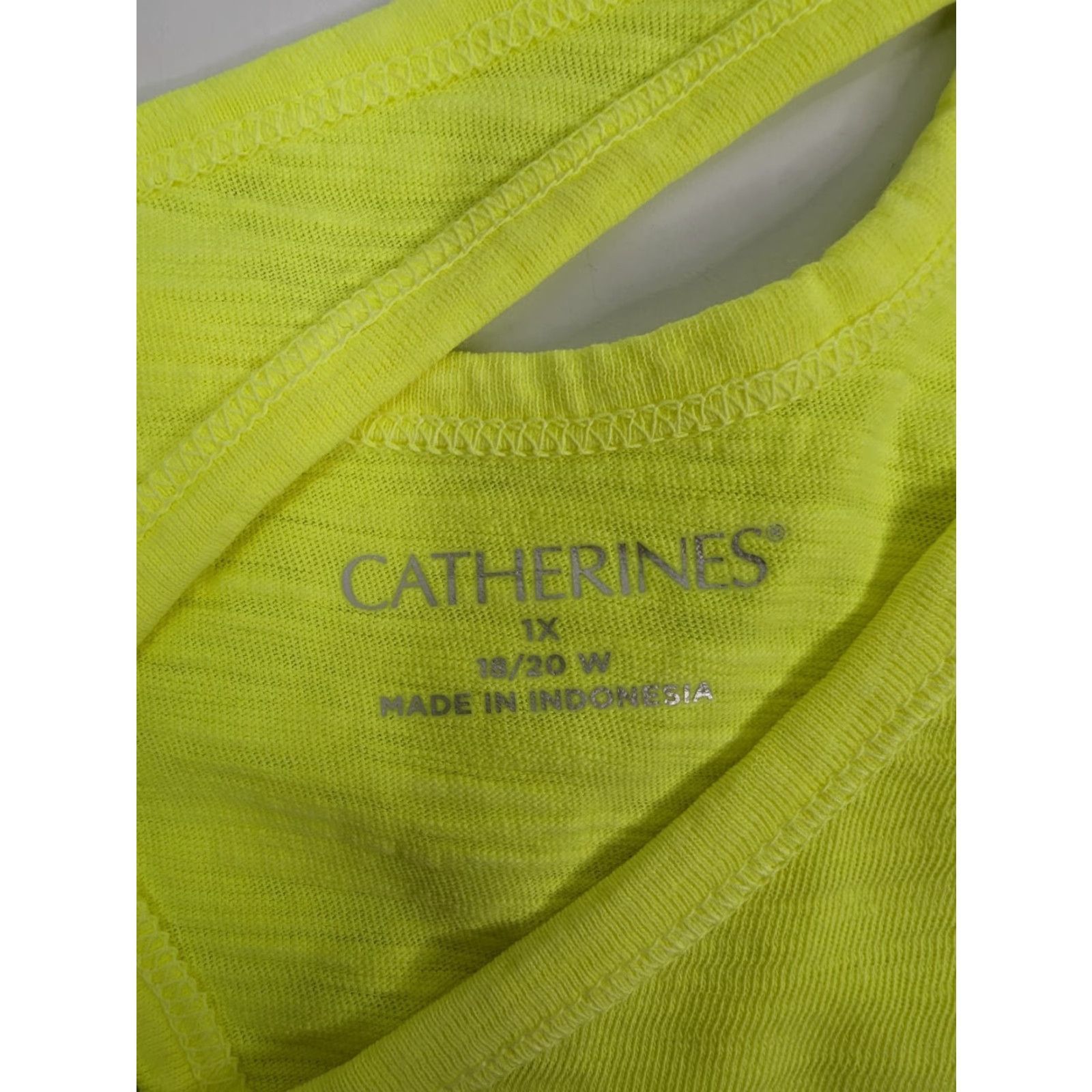 Vintage Catherines V-Neck Top Womens 1X 18/20 Yellow Solid Criss Cross Back Cotton Shirt Blouse Size XL / US 12-14 / IT 48-50 - 7 Thumbnail