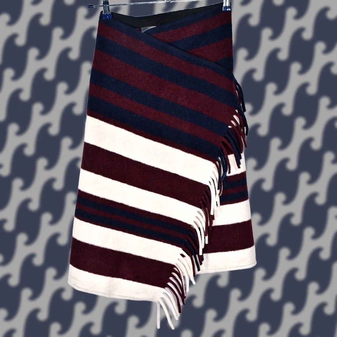 H&M H&M Studio AW 2019 Wrap Skirt US 2 Wool-Blend Fringe Check Pattern Knee Length Multicolor Women Size 26" / US 2 / IT 38 - 1 Thumbnail