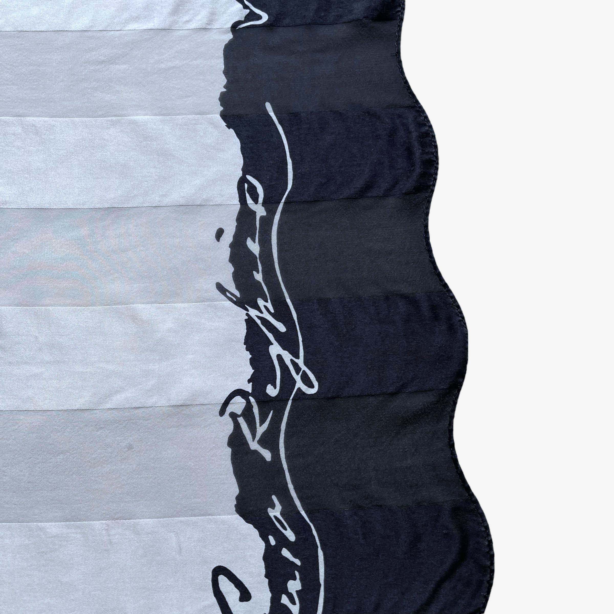 Sonia Rykiel Vintage 90s Sonia Rykiel Spell Out Print Black Silk Scarf Size ONE SIZE - 4 Thumbnail