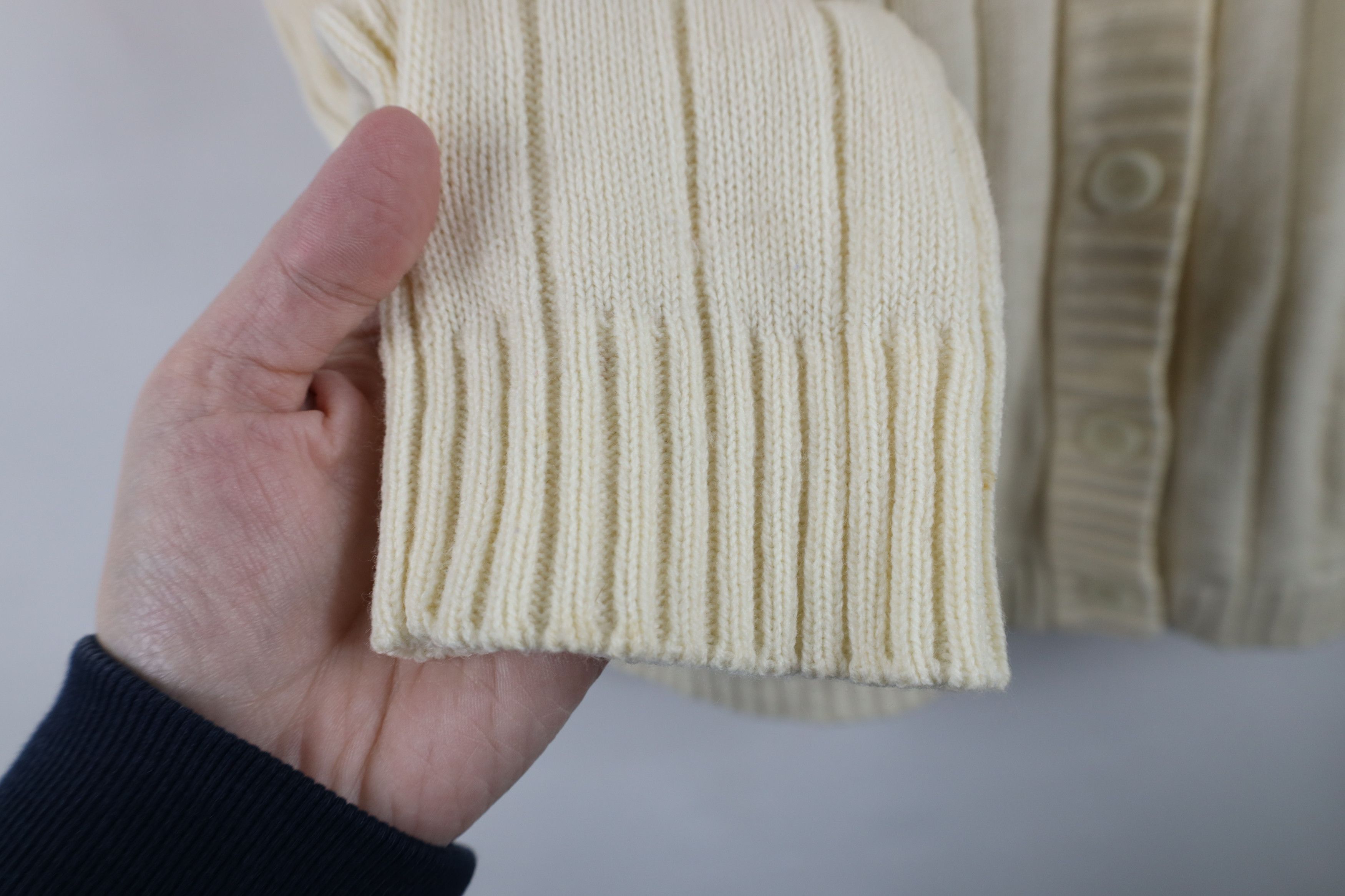 Vintage Vintage 70s Streetwear Ribbed Knit Cardigan Sweater Cream Size S / US 4 / IT 40 - 10 Thumbnail