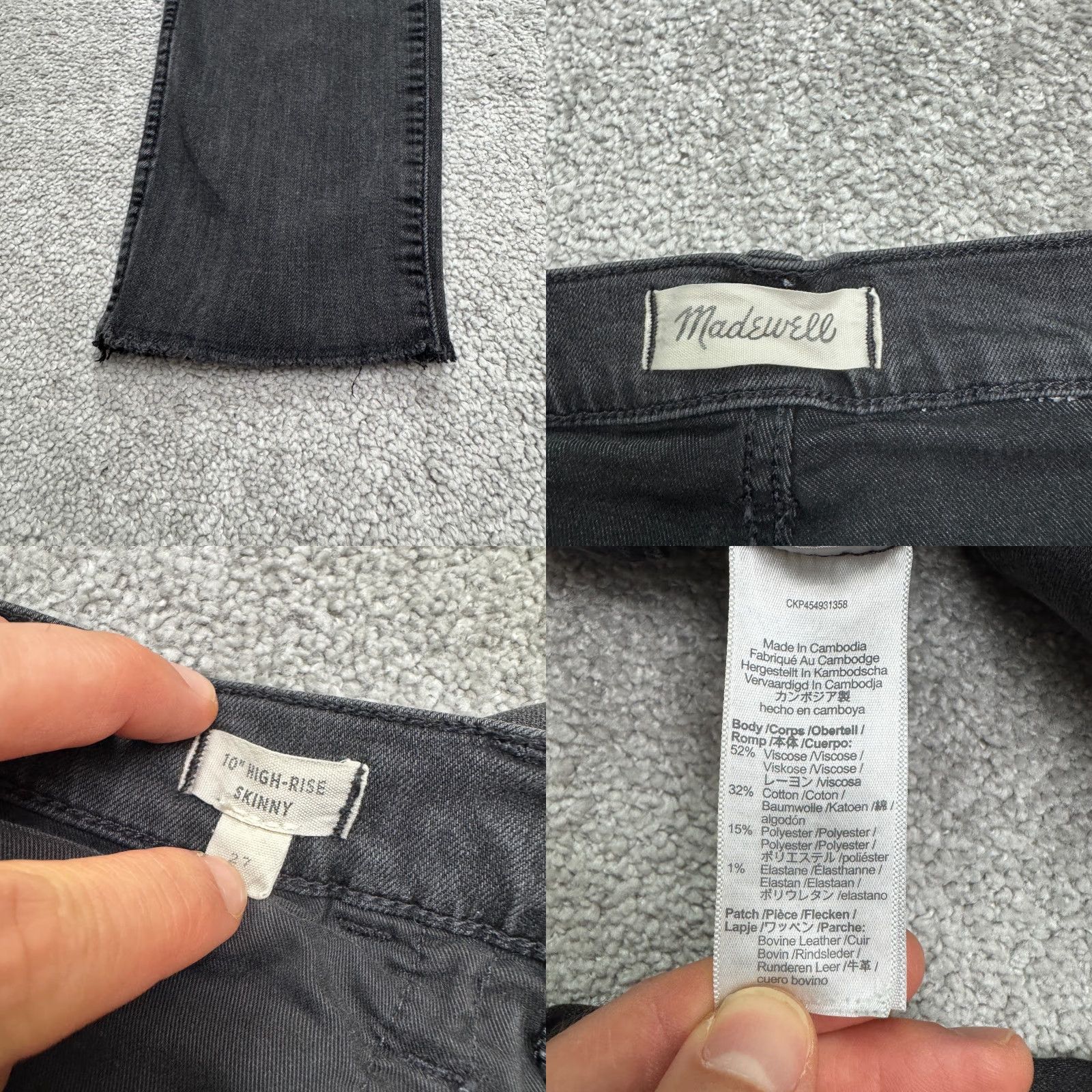 Madewell Madewell Jeans Women High Rise Skinny Cropped Black 27 Inseam 24in Denim Stretch 28x24 5-Pocket Size 27" / US 4 / IT 40 - 8 Thumbnail