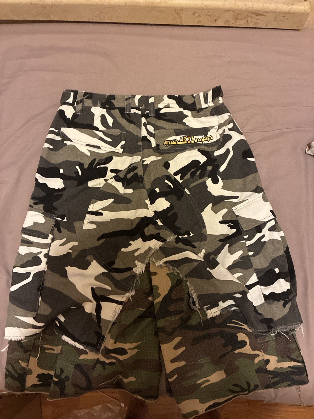 murd333r.fm x Project G/R LAYERED SKIRT CAMO CARGO SHORTS