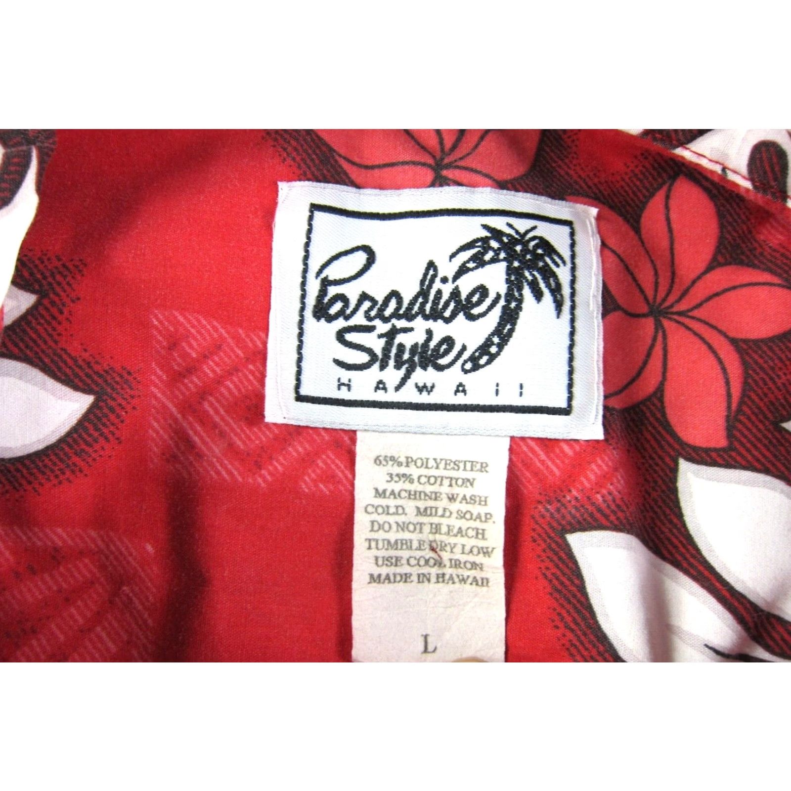 Paradise VINTAGE Paradise Style Red White Floral Short Sleeve Hawaiian Shirt Men Large Size US L / EU 52-54 / 3 - 3 Thumbnail