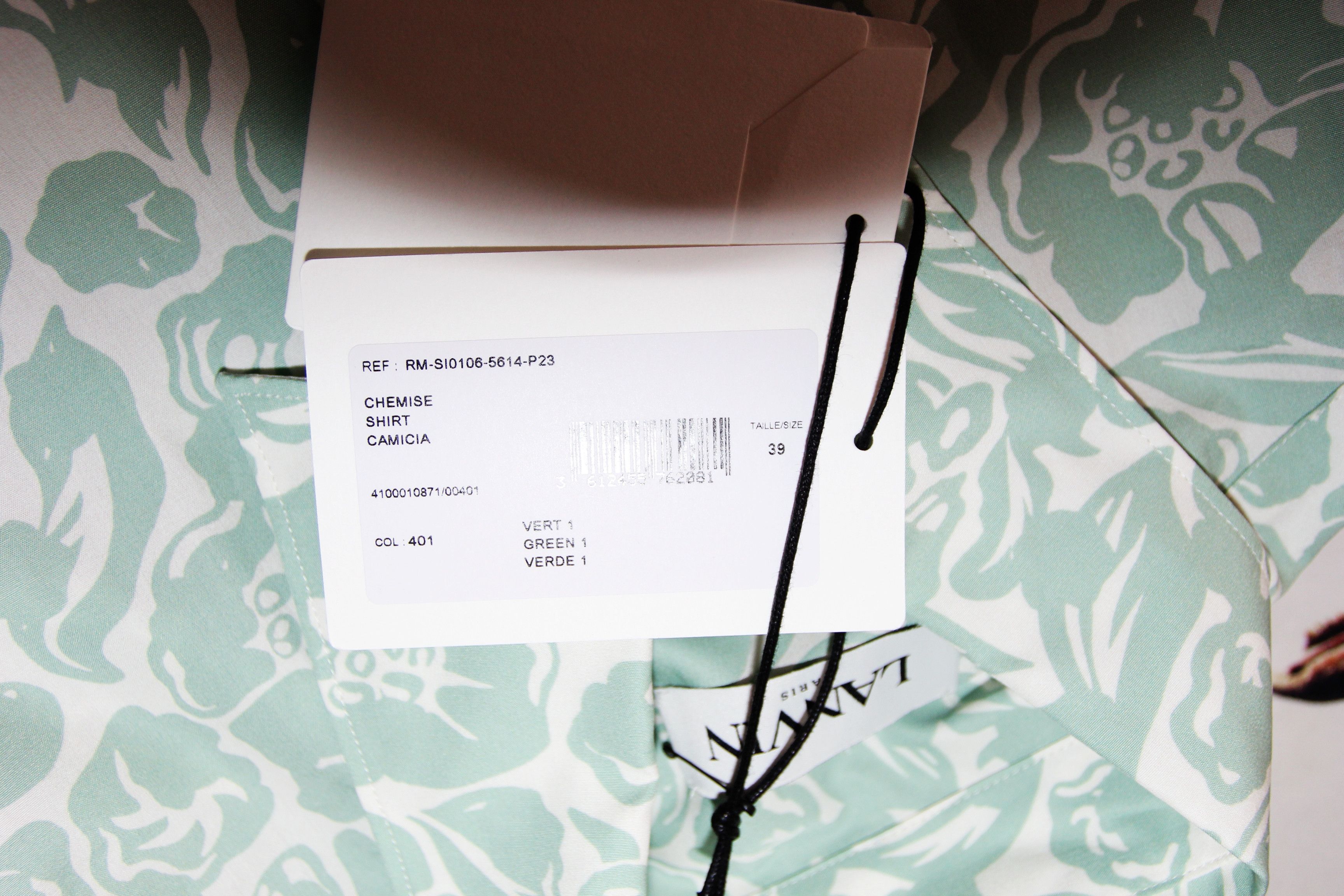 Lanvin BNWT SS23 LANVIN MINT FLOWERS SHORT SLEEVE SHIRT 39 Size US M / EU 48-50 / 2 - 8 Thumbnail