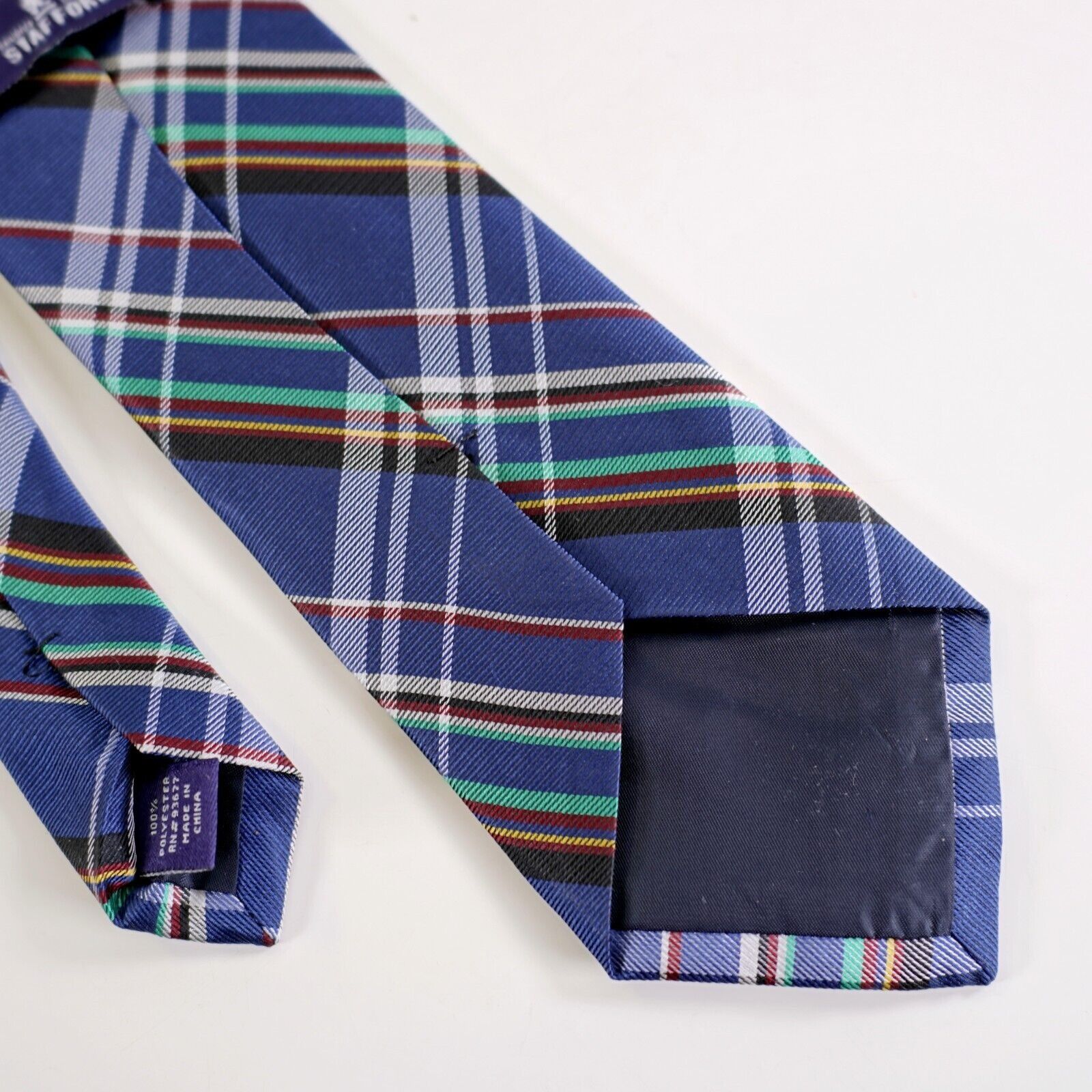 Stafford Stafford Blue Multi-Colored Plaid Polyester Tie Size ONE SIZE - 5 Thumbnail
