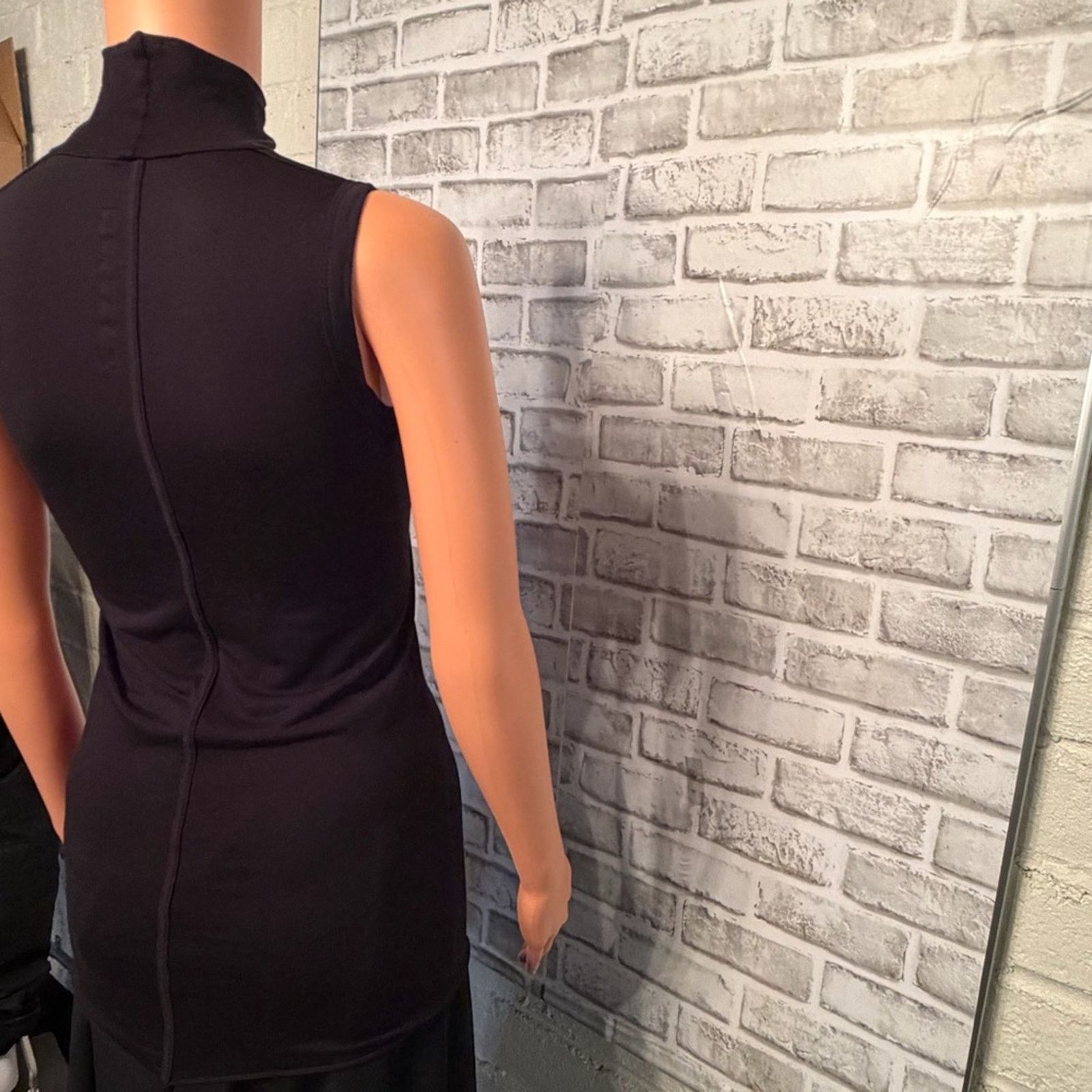 Rick Owens Lilies Black Viscose Jersey Turtleneck Top Sleeveless Tunic Size XS / US 0-2 / IT 36-38 - 6 Thumbnail