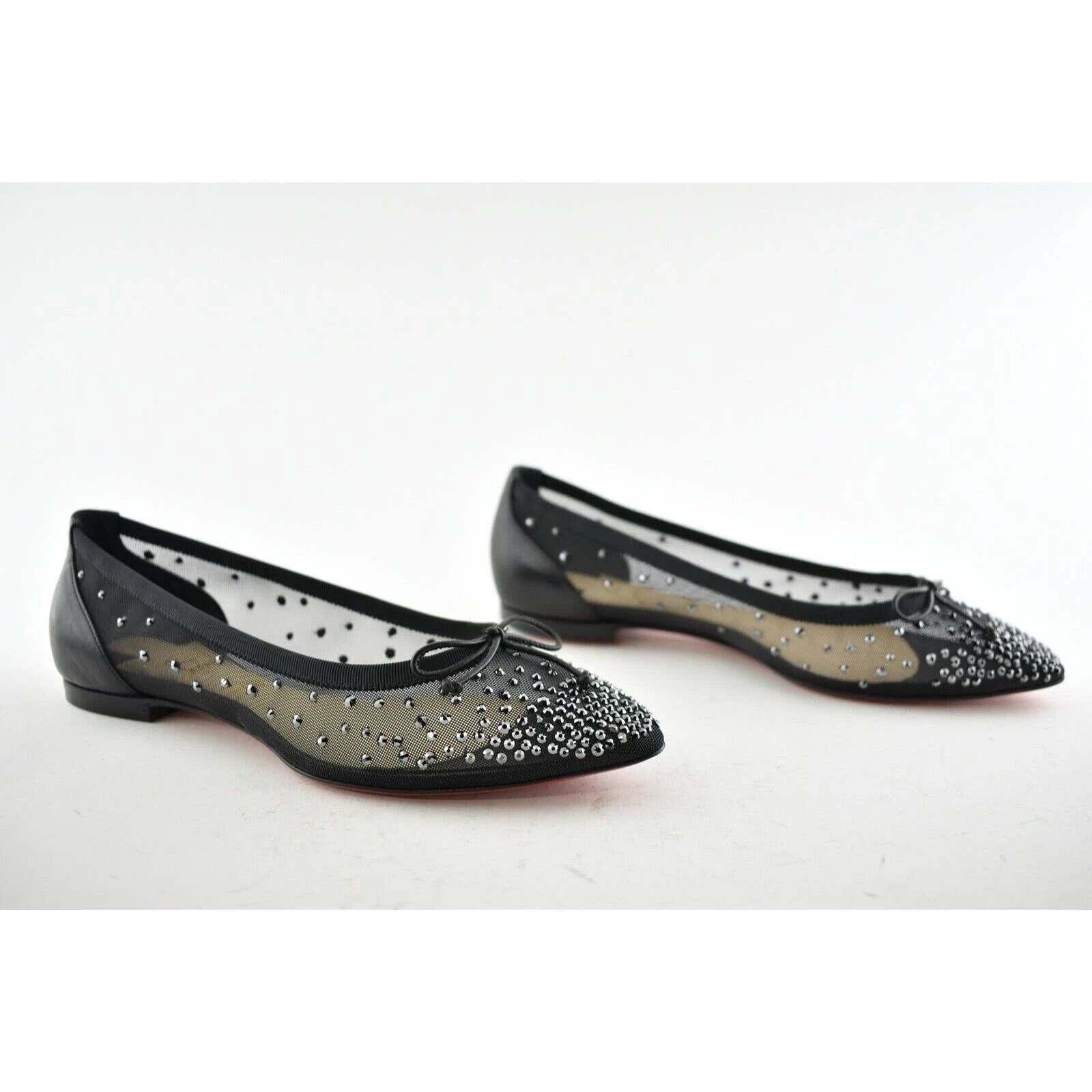 Christian Louboutin Christian Louboutin Patio Black Leather Strass Crystal Size US 6 / IT 36 - 5 Thumbnail