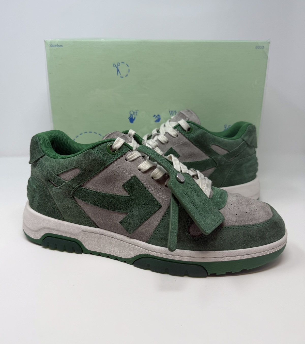 Off-White Off-White Out of Office Sneaker Vintage Suede Green Grey Size US 10 / EU 43 - 1 Thumbnail