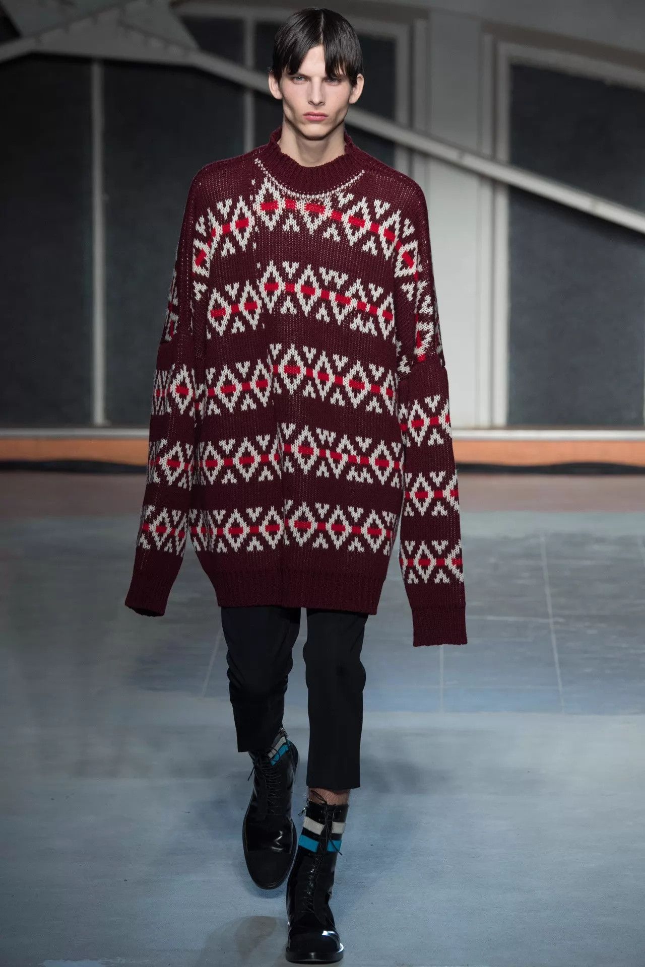 Raf Simons Raf Simons 16AW Argyle Panel Knit Sweater Size US M / EU 48-50 / 2 - 9 Thumbnail
