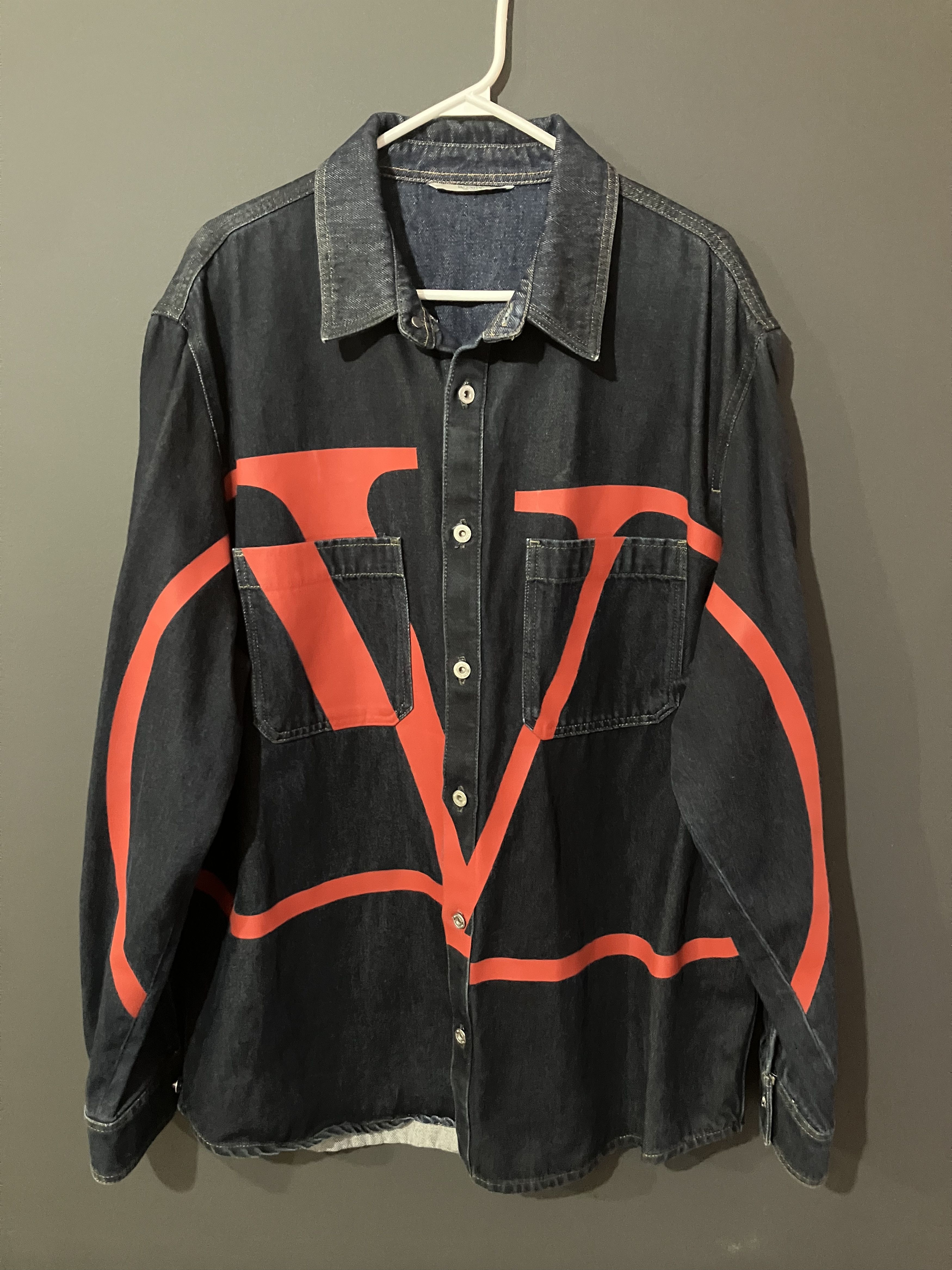 Valentino Valenino Red V Denim Jacket Size US XL / EU 56 / 4 - 2 Thumbnail