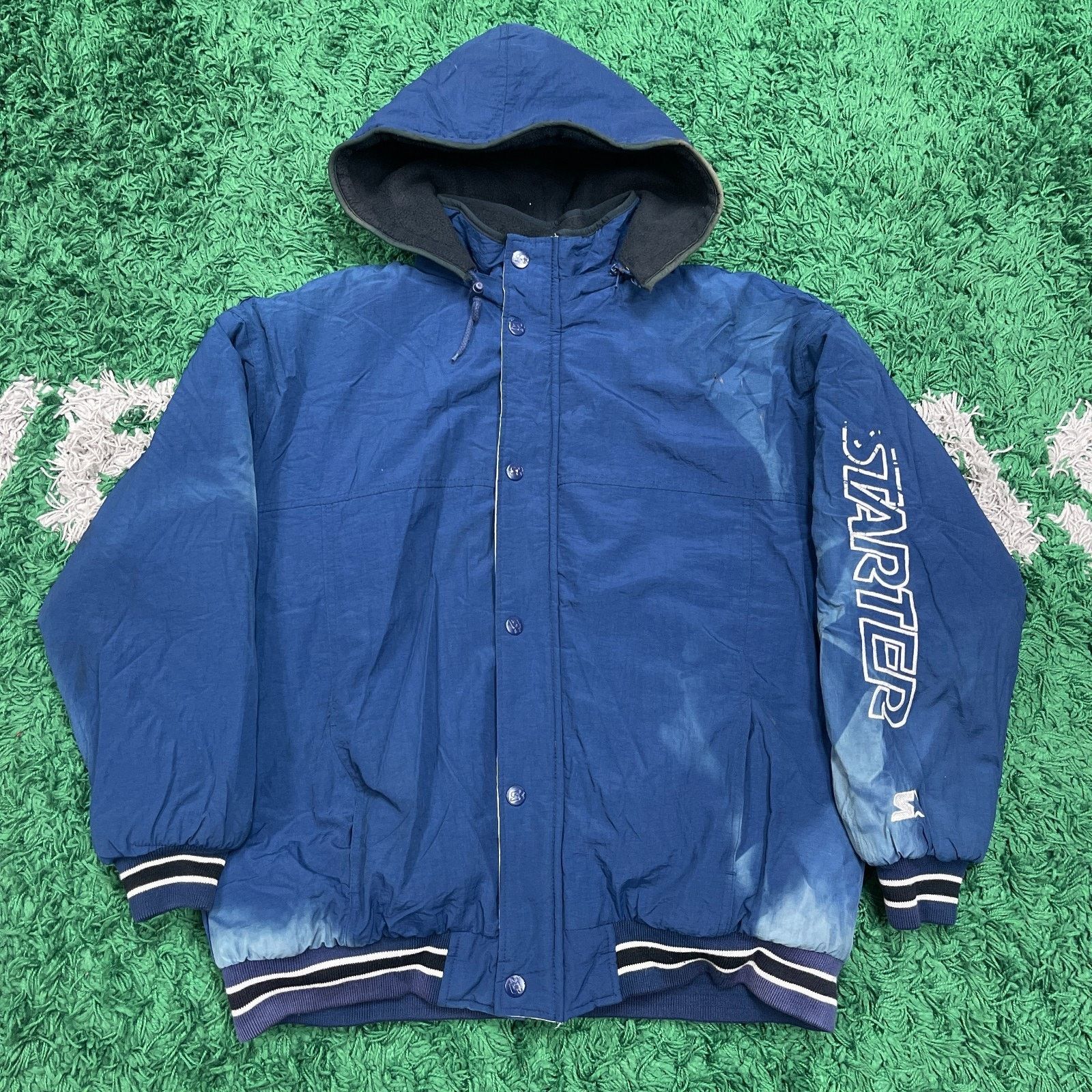 Starter × Vintage Vintage 90s Starter Puffer Parka Jacket blue grunge Medium Size US M / EU 48-50 / 2 - 1 Thumbnail