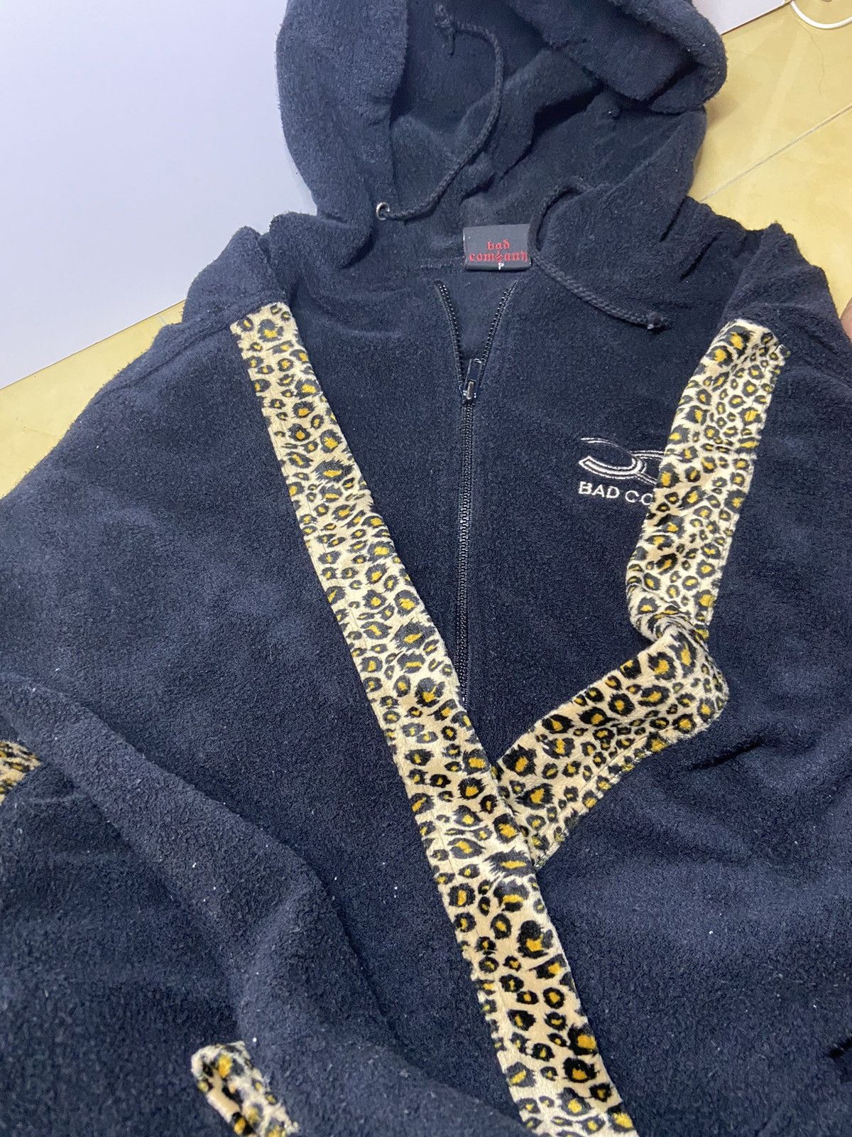 Japanese Brand × Vintage BAD COMPANY LEOPARD STRIPE FLEECE SWEATER HOODIE Size US L / EU 52-54 / 3 - 13 Thumbnail