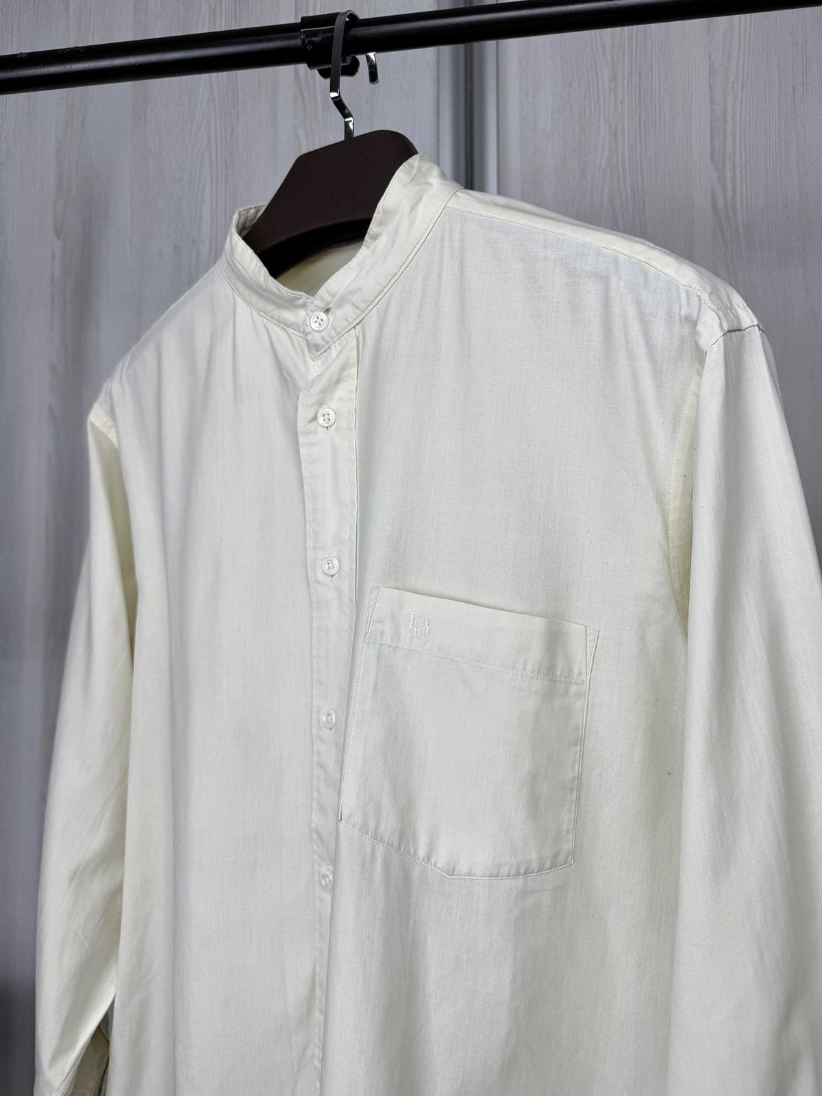 Christian Dior Monsieur Christian Dior Chemises VNTG 90s distressed collarless shirt Size US L / EU 52-54 / 3 - 4 Thumbnail