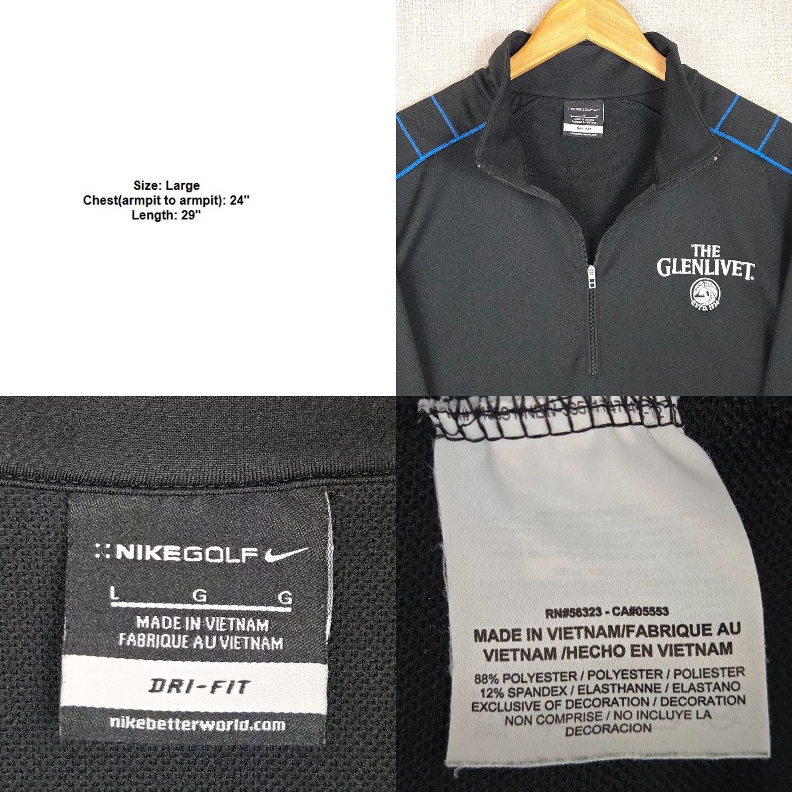 Nike NIKE GOLF x GLENLIVET SCOTCH WHISKEY Mens Large 1/4 Zip Pullover Thick Woven Jacket Coat Windbreaker Pullover Dri-Fit Size US L / EU 52-54 / 3 - 8 Thumbnail