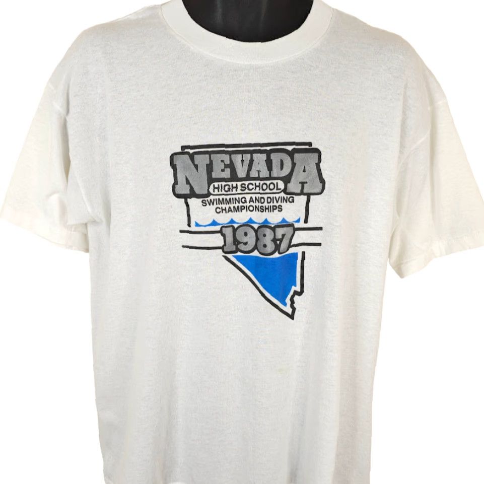 Vintage VINTAGE National T-Shirt Mens XL White 80s Swimming Diving Nevada Made In USA Size US XL / EU 56 / 4 - 2 Thumbnail