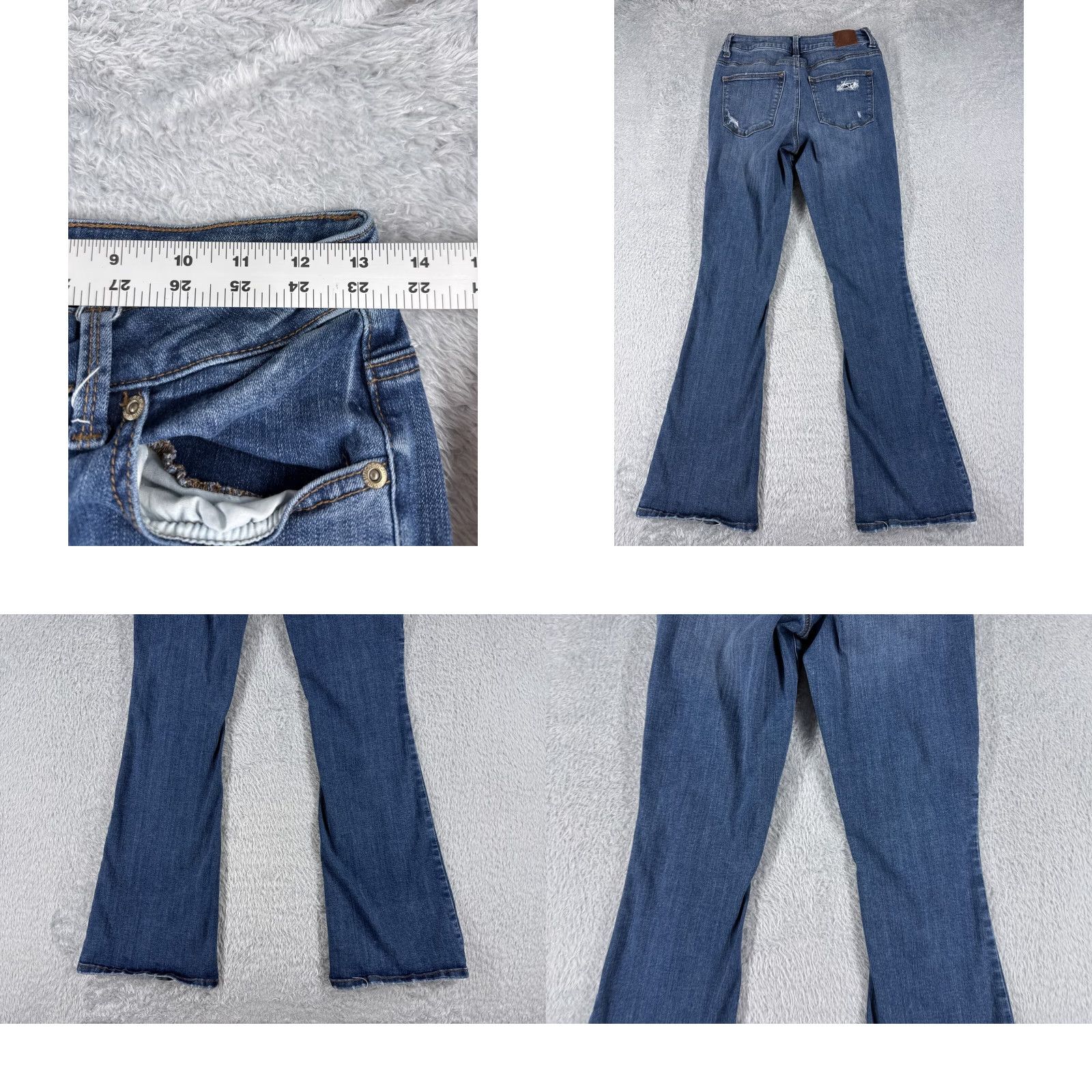 Vintage Maurices Jeans Womens 4 Blue Denim Mid Rise Flare Distressed Cotton 25x31 Size 27" / US 4 / IT 40 - 9 Thumbnail