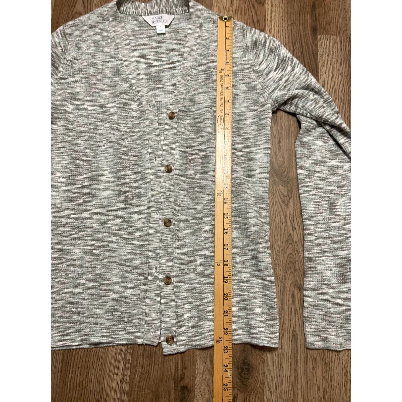 Market Market & Spruce Sweater Womens Medium Gray Buttons Cardigan Long Sleeve Size M / US 6-8 / IT 42-44 - 7 Thumbnail