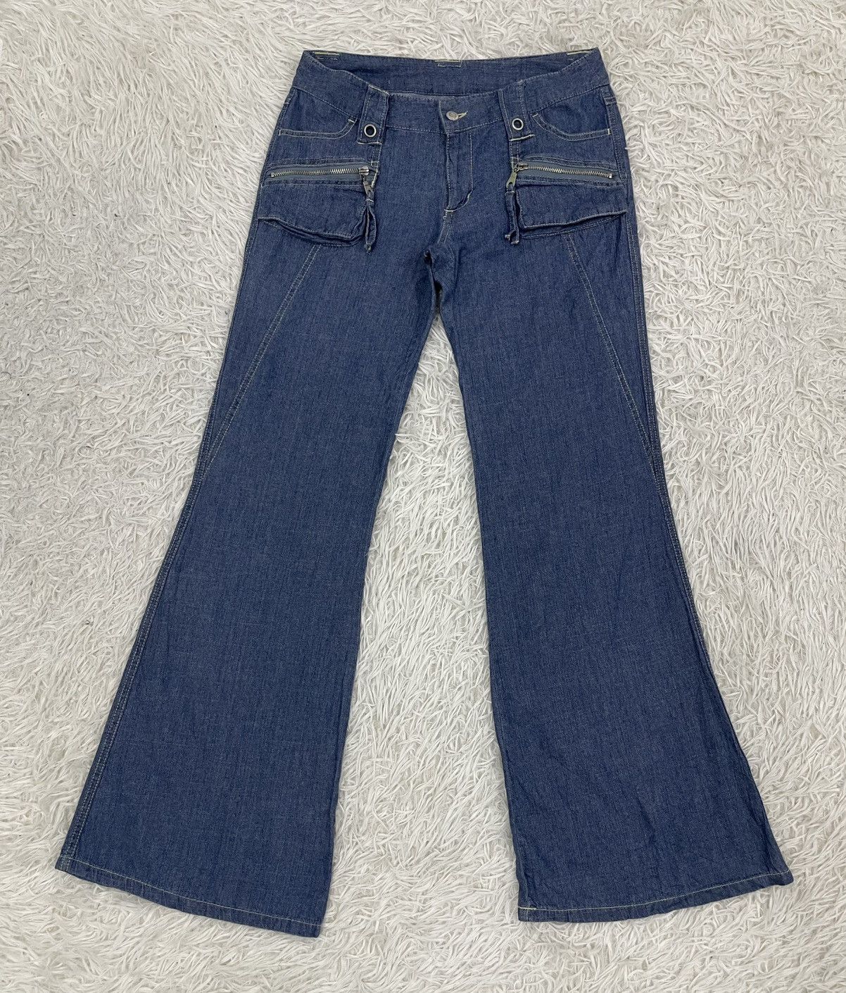 Japanese Brand Flare Jeans Pant Cargo Pockets Size 31" - 1 Thumbnail