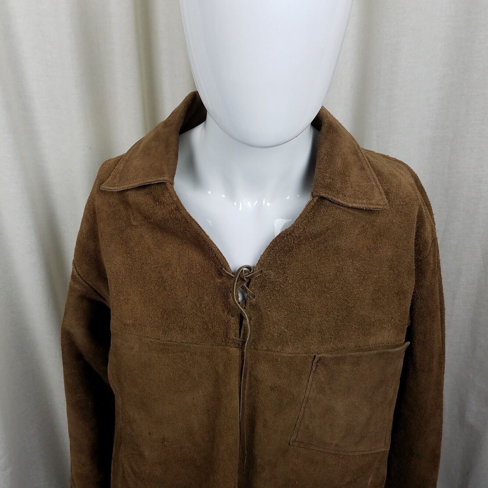 Vintage Leather Suede Lace Mountain Man Western Popover Shirt Jacket Size US L / EU 52-54 / 3 - 2 Thumbnail