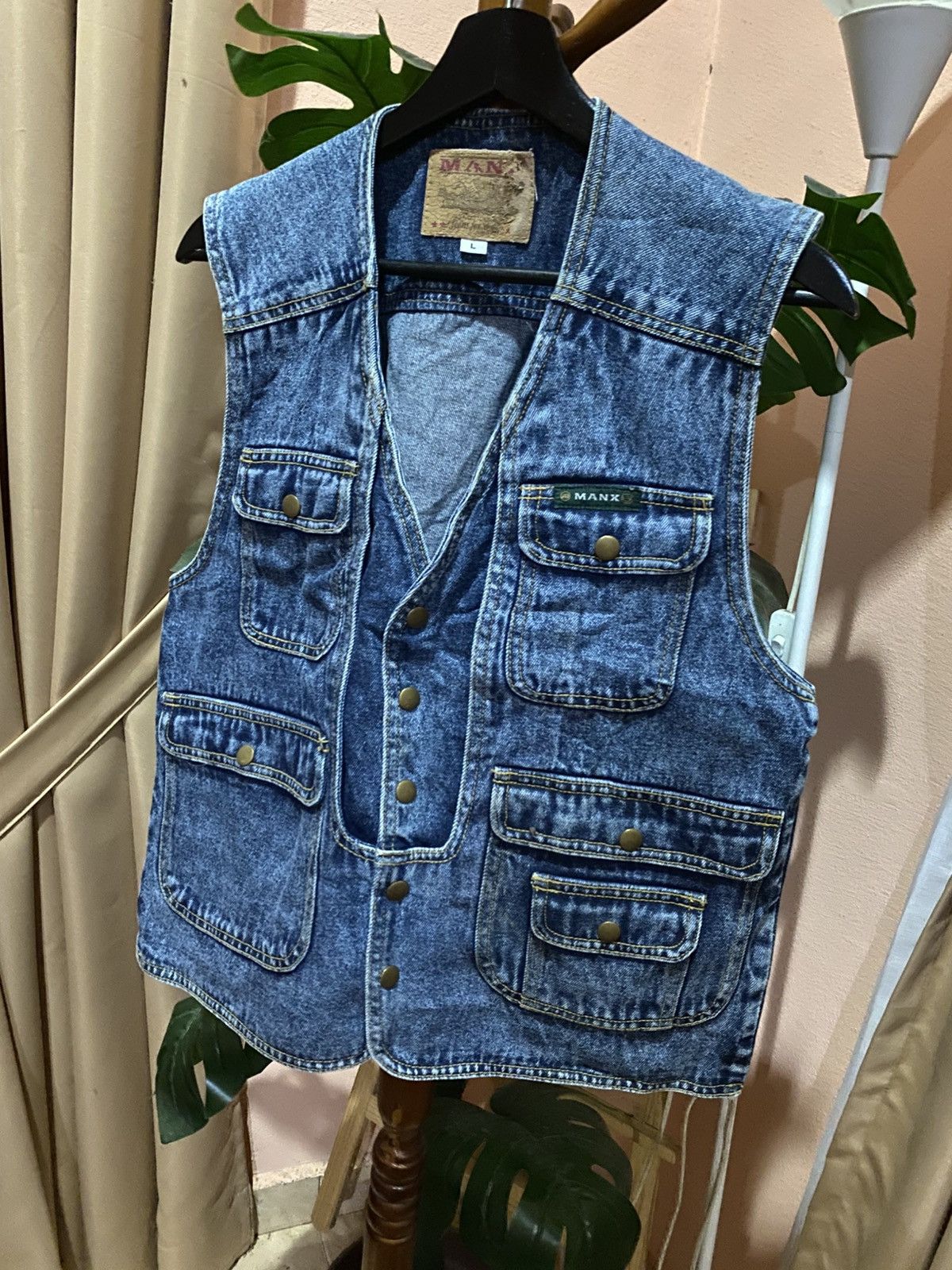 Japanese Brand VINTAGE MANX DENIM UTILITY TACTICAL VEST JACKET Size US M / EU 48-50 / 2 - 2 Thumbnail