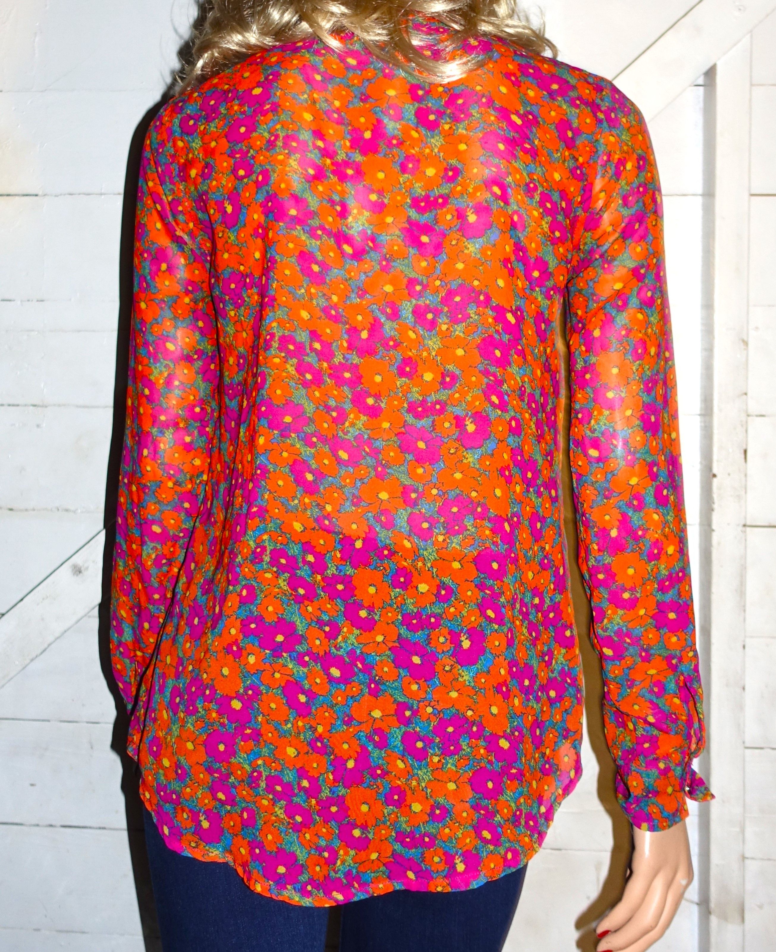 Volcom Volcom Orange Purple Floral Blouse S/P/10 Size S / US 4 / IT 40 - 5 Thumbnail