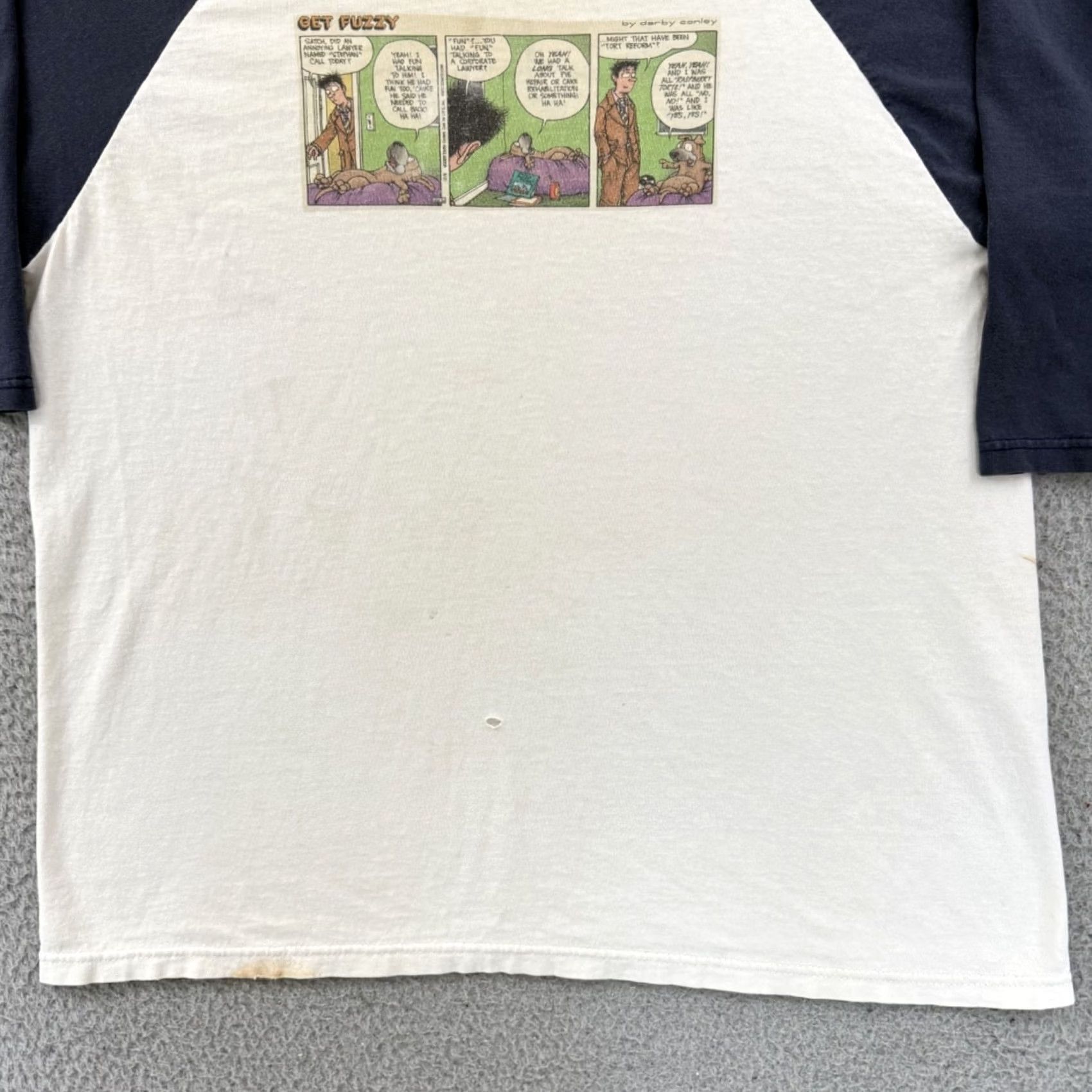 Anvil VINTAGE Get Fuzzy Shirt Mens XL White Raglan 90s Darby Conley Graphic USA Angel 90s Shirt Mens XL White Raglan Anvil Cotton Graphic Print Vintage Size US XL / EU 56 / 4 - 2 Thumbnail