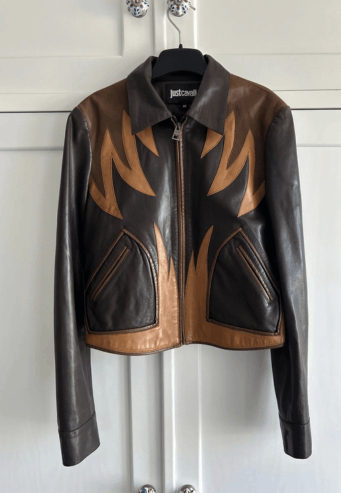 Just Cavalli Roberto Cavalli Laather Jacket Bomber Biker Moto Crop EX0213 Size S / US 4 / IT 40 - 1 Thumbnail