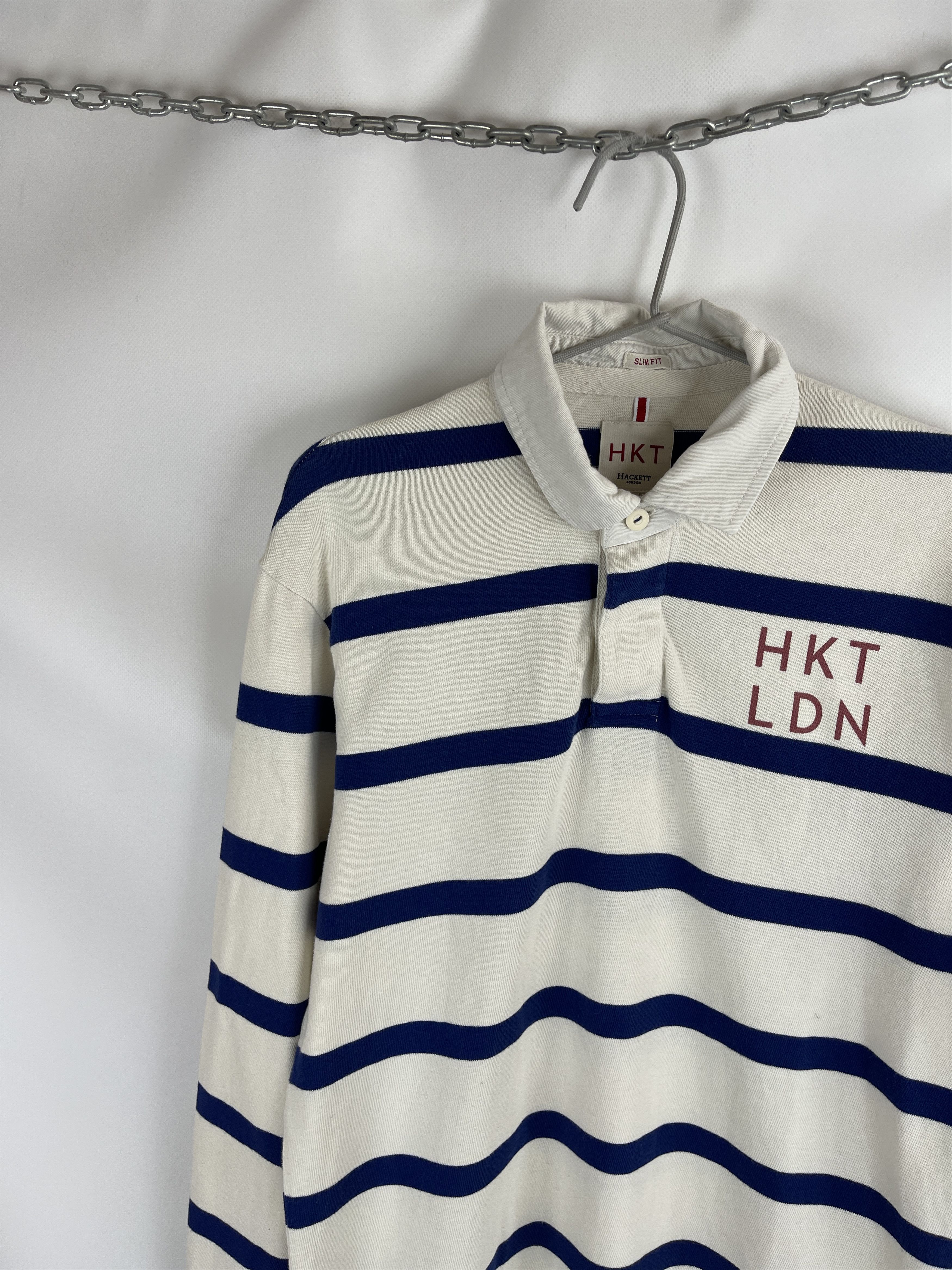 Hackett HKT Hackett London beige striped rugby polo shirt Size US S / EU 44-46 / 1 - 2 Thumbnail