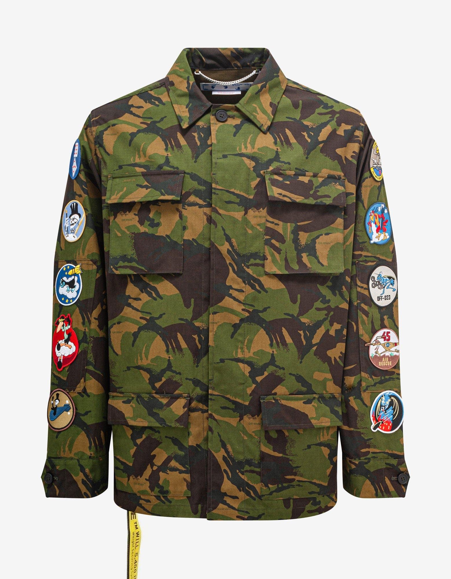 image of Off White Green Camouflage Patch Field Jacket, Men's (Size Medium)