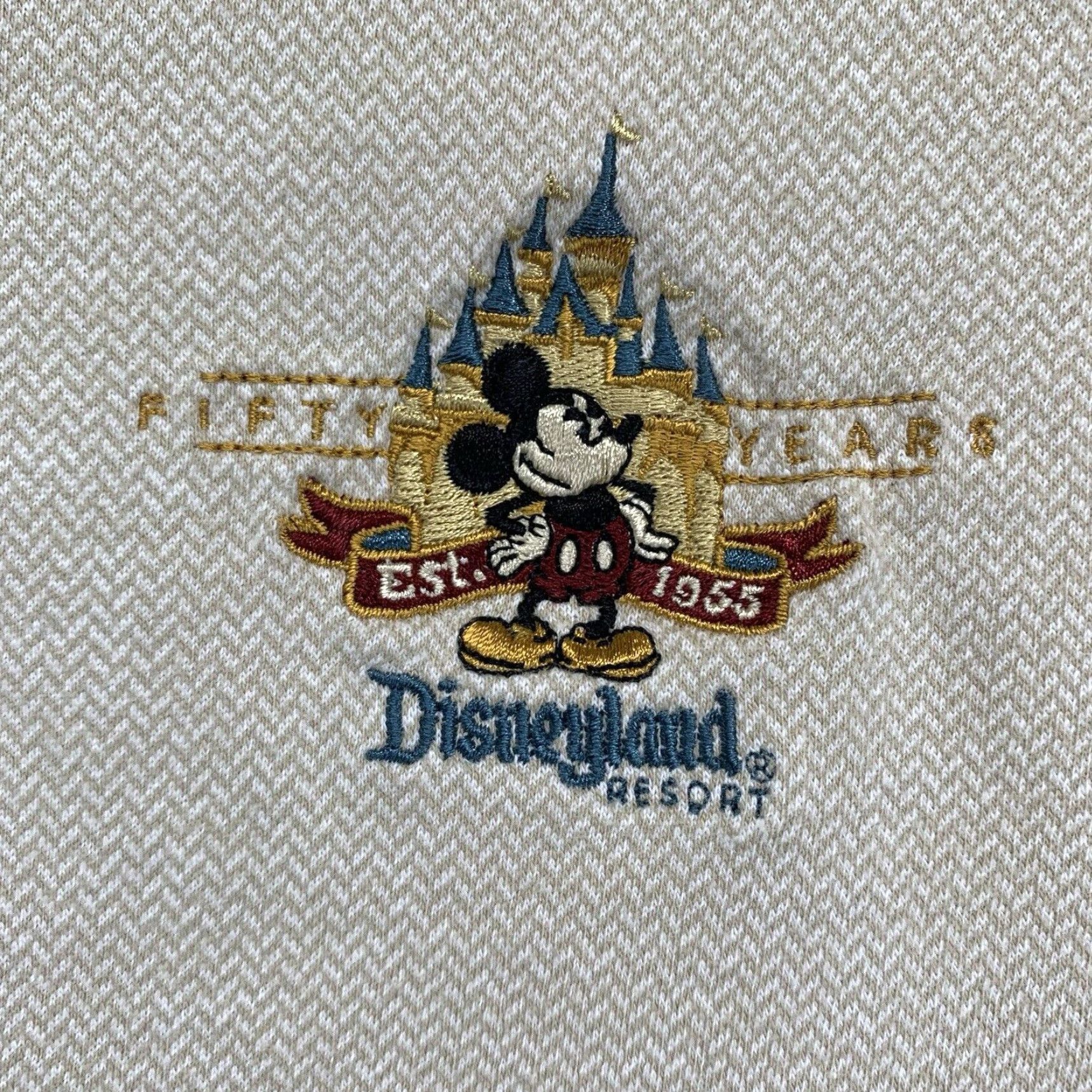 Vintage VINTAGE Disneyland Resort Mickey Mouse Polo Shirt Men Medium Beige 90s Logo Short Sleeve Size US M / EU 48-50 / 2 - 2 Thumbnail