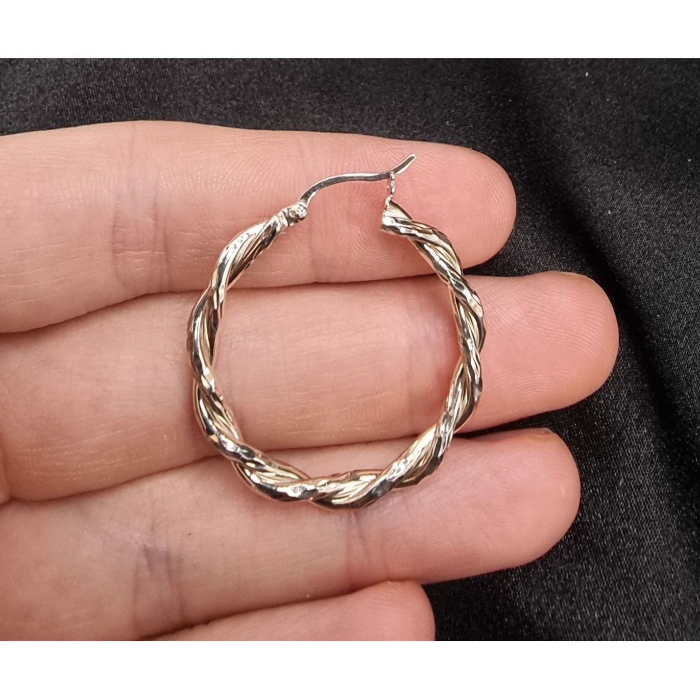 Vintage 925 Sterling Silver JCM Signed Twisted Sterling Silver Hoop Size ONE SIZE - 4 Thumbnail