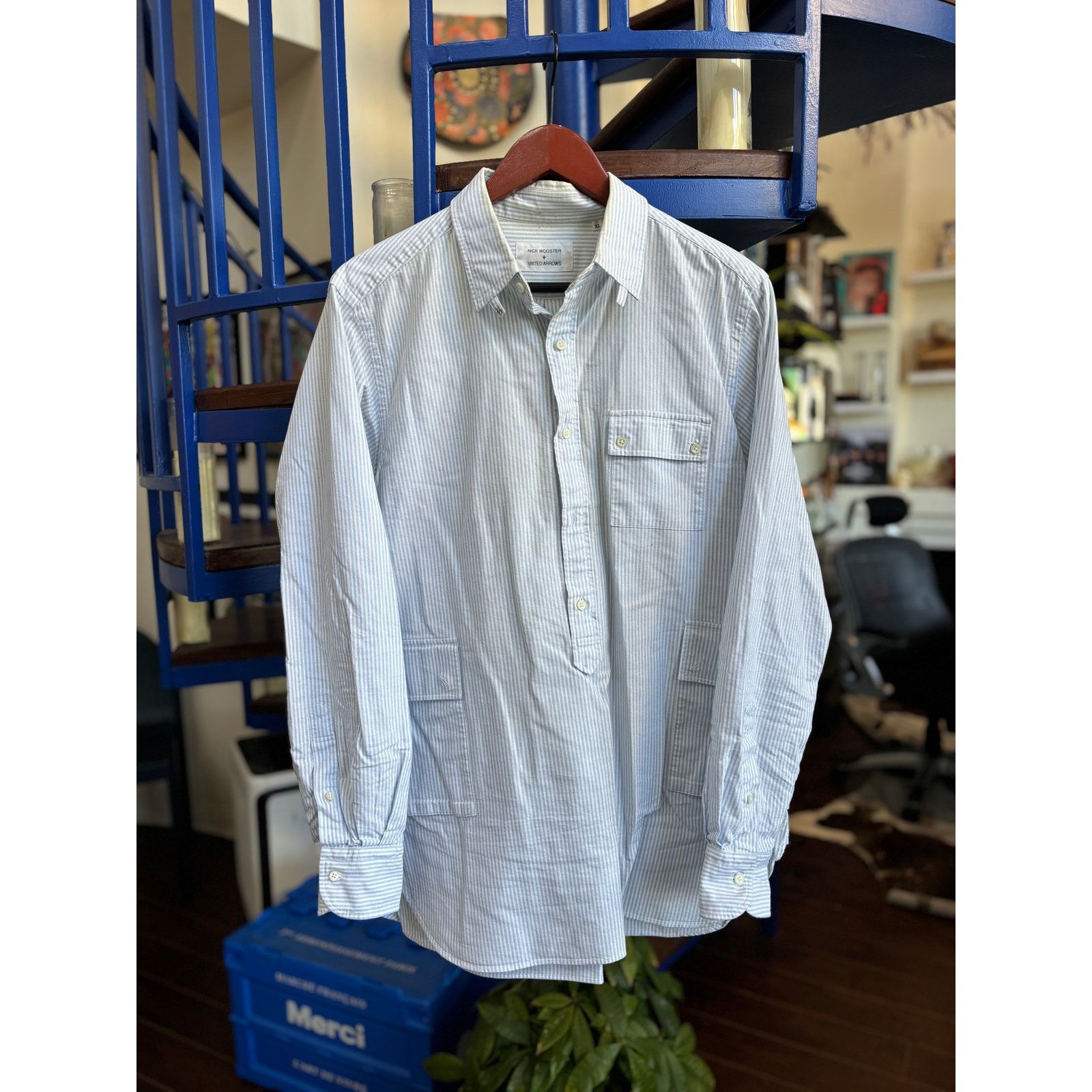 Nick Wooster Nick Wooster x United Arrows Button Down Blue Stripe Size XL Size US XL / EU 56 / 4 - 1 Thumbnail