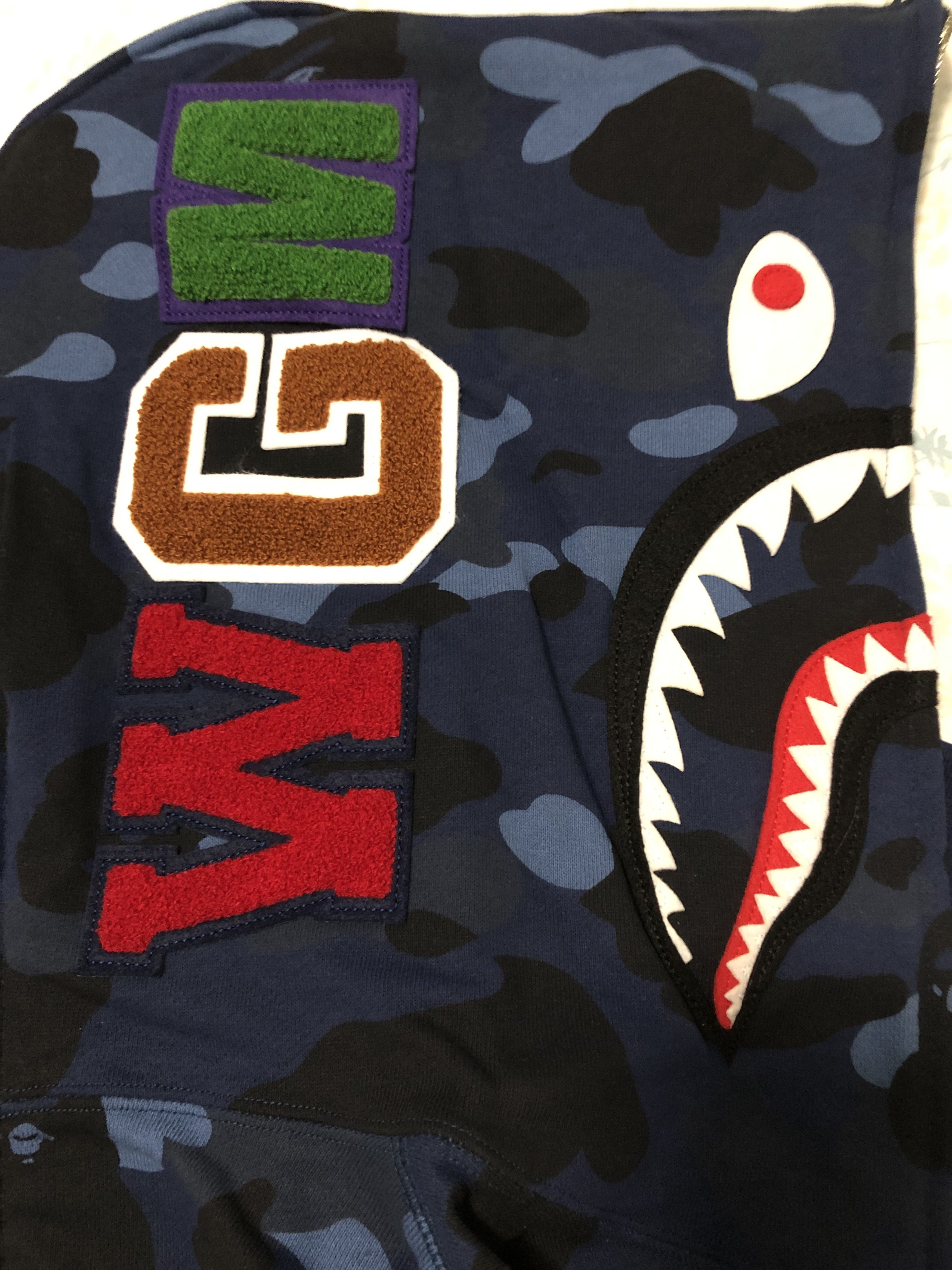 Bape Bape Color Camo Seperate Shark Hoodie Full Zip Blue - Large Size US L / EU 52-54 / 3 - 4 Thumbnail
