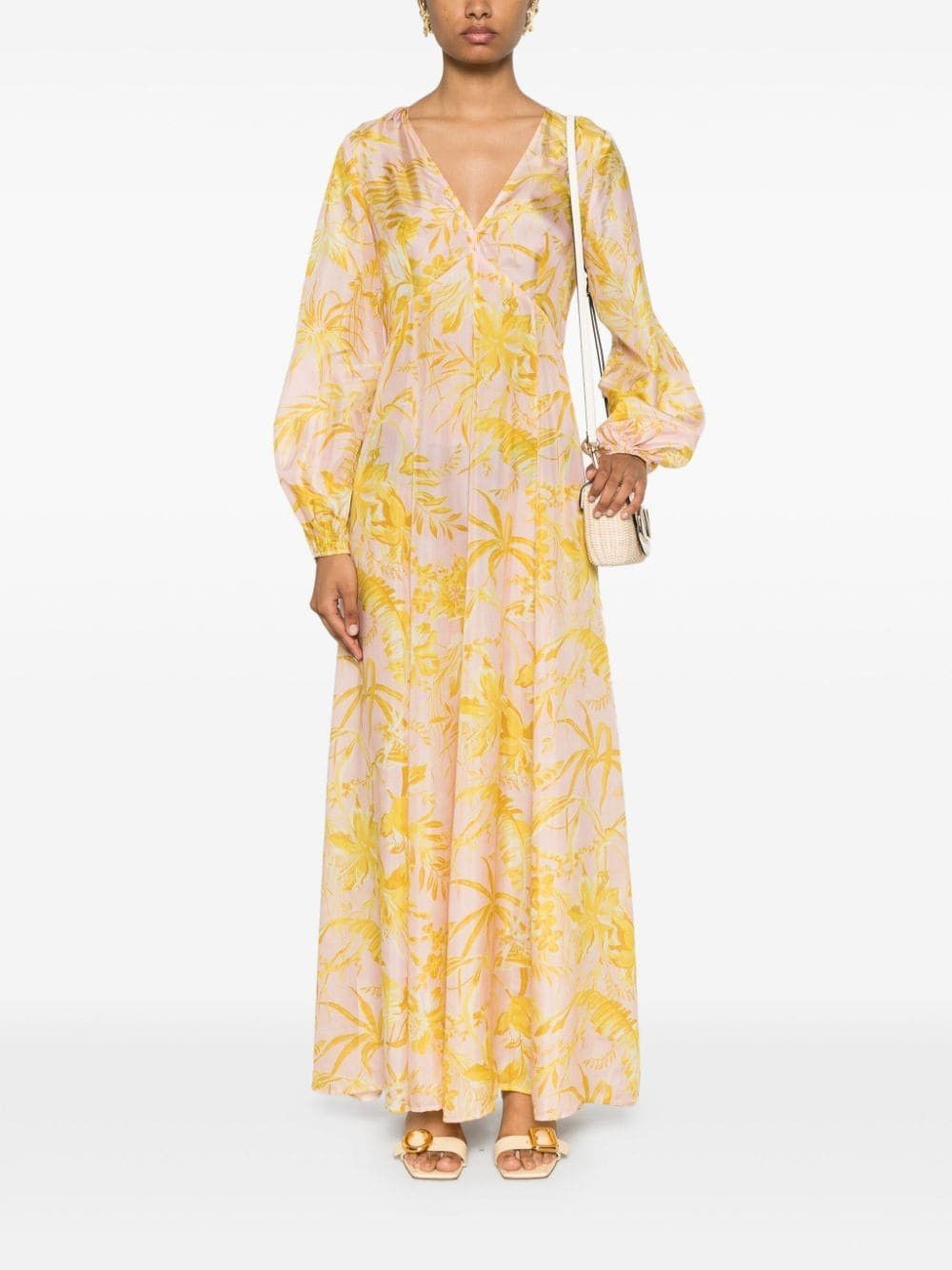 Zimmermann oc11z0525 Floral Print Maxi Dress in Pink & Yellow Size XS / US 0-2 / IT 36-38 - 2 Thumbnail