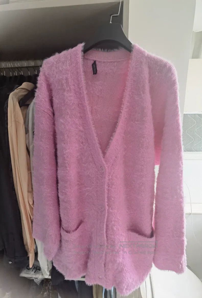 Balenciaga Balenciaga Pink knit logo cardigan Size S / US 4 / IT 40 - 1 Thumbnail