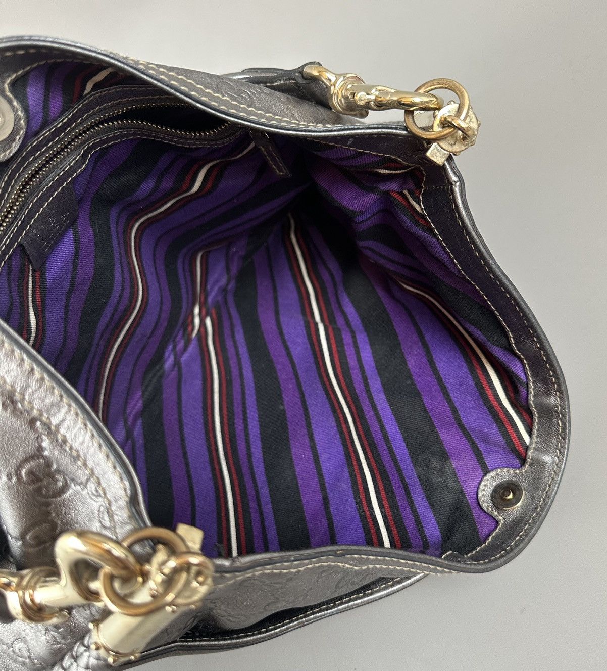 Gucci Gucci - Britt Metallic Silver - Guccissima Shoulder Bag Size ONE SIZE - 16 Thumbnail