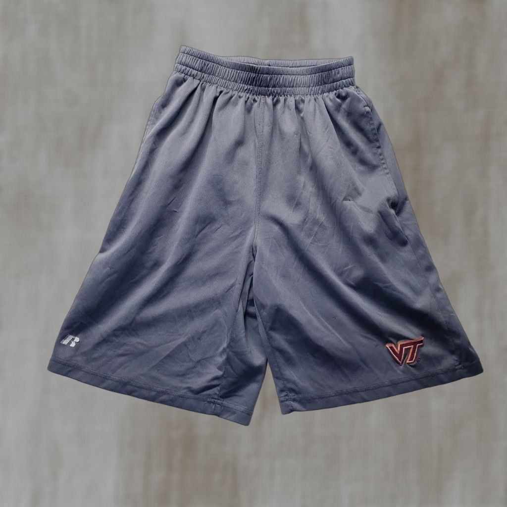 Vintage Russell Shorts VT Hokies Gray Polyester Basketball Soccer S Small Mens Size US 29 - 1 Thumbnail