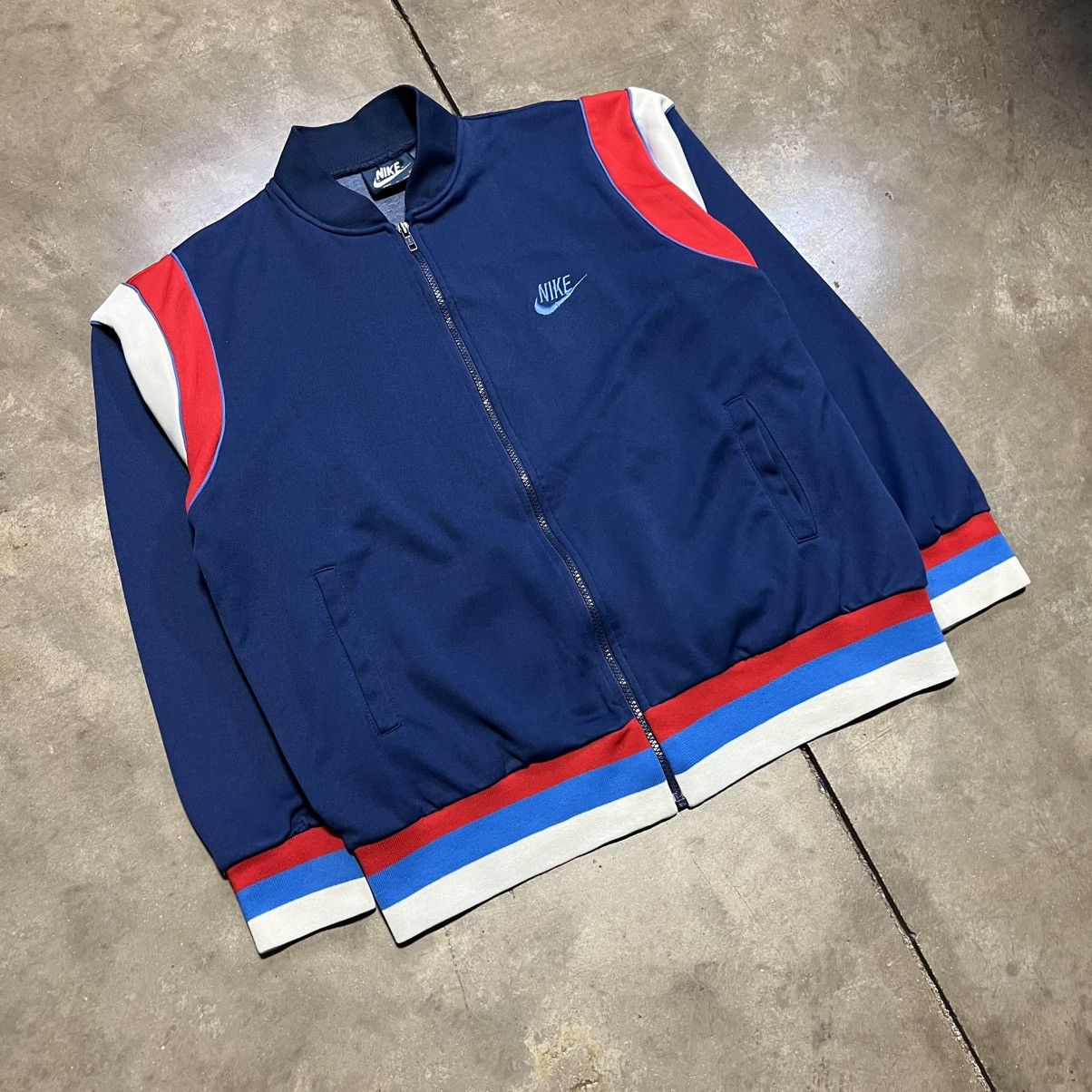 Nike Vintage 80s Nike Track Jacket Warm Up Full Zip Retro Ringer Size US XL / EU 56 / 4 - 2 Thumbnail