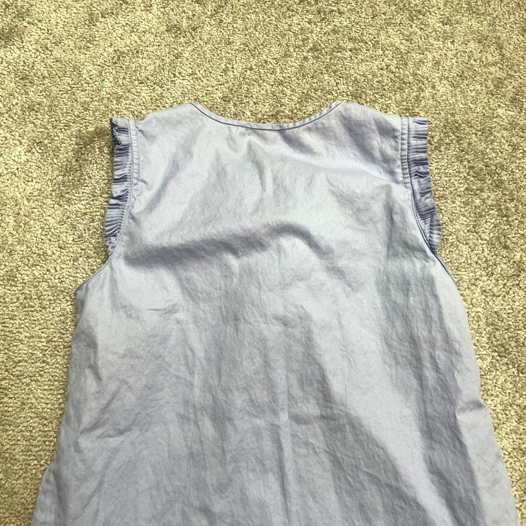 J.Crew J.Crew Ruffle Top Womens 00 Blue Airy Cotton Keyhole Sleeveless Blouse Size XXS / US 00 / IT 34 - 5 Thumbnail
