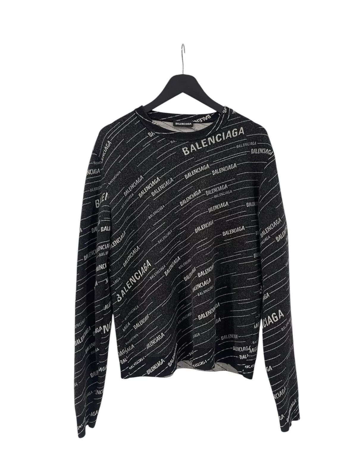 Balenciaga Sweater Jacquard Logo Black White Medium