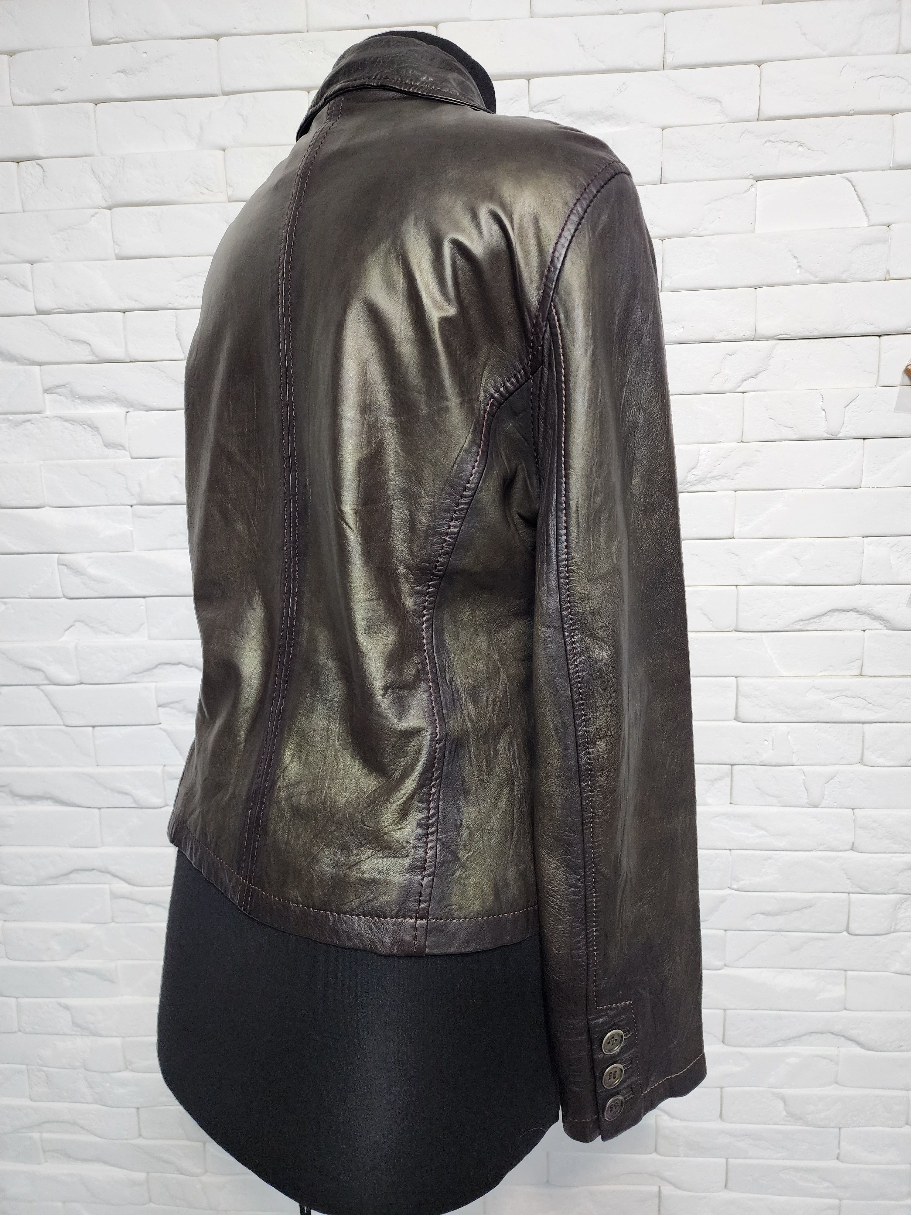 Other Brown Leather Jacket: Women's Fitted Blazer with Pockets Size L / US 10 / IT 46 - 5 Thumbnail