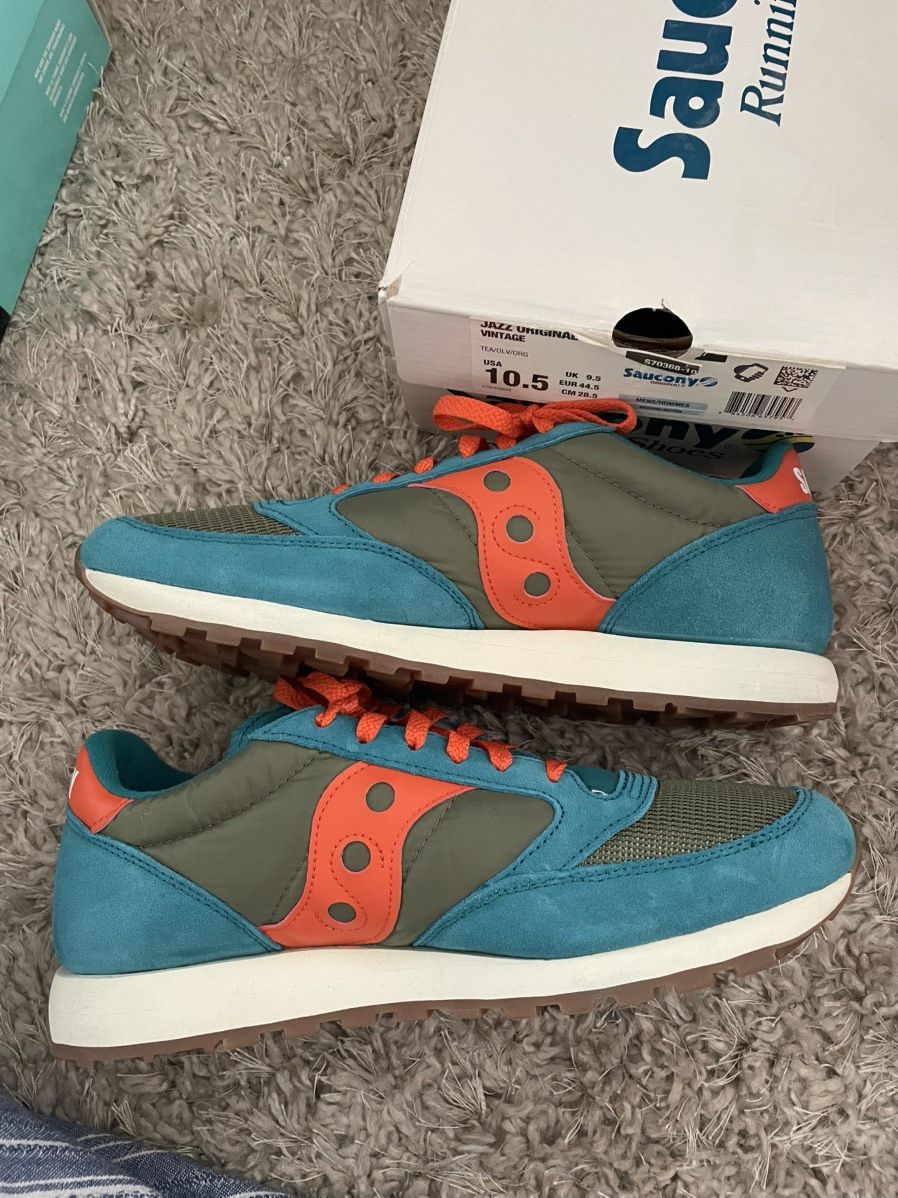 Saucony Saucony Jazz Original Teal/Olive/Orange Size US 10.5 / EU 43-44 - 3 Thumbnail