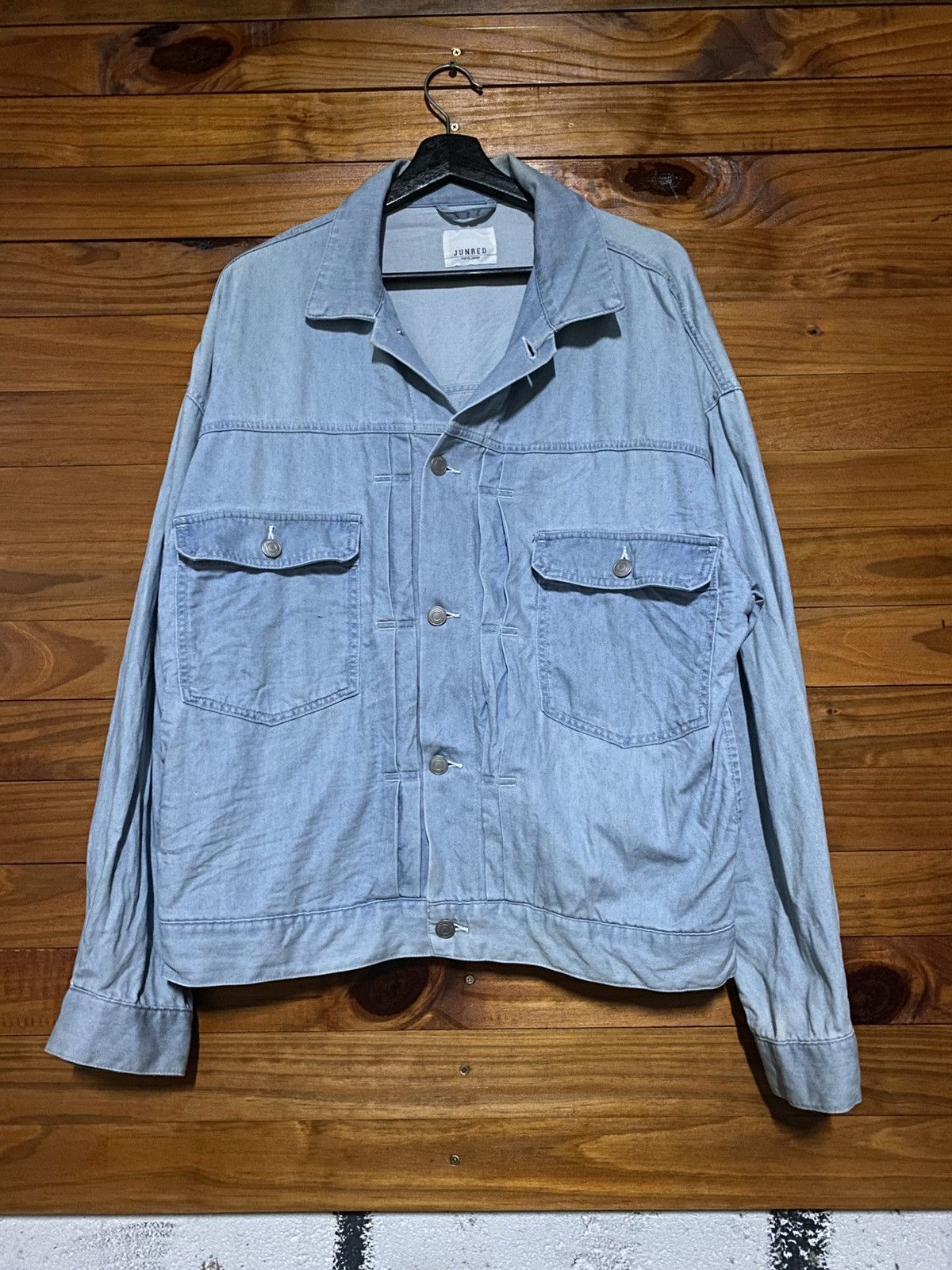 JUN MEN JunRed Light Wash Denim Jacket – Japanese Oversized Boxy Fit Size US M / EU 48-50 / 2 - 3 Thumbnail