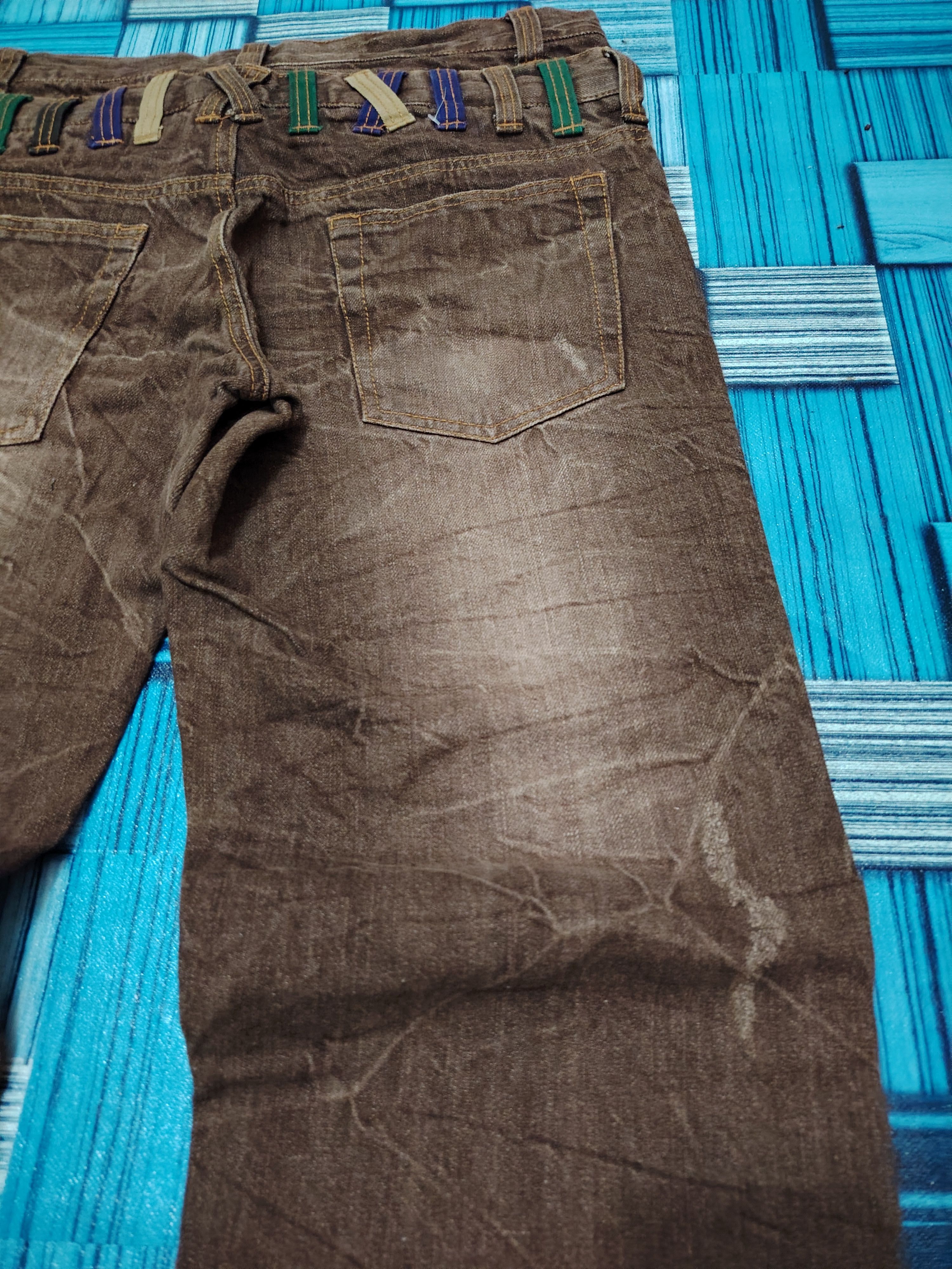 Who Decides War Rare Japanese Brown Nylaus Double waist Flared Jeans Size US 32 / EU 48 - 17 Thumbnail