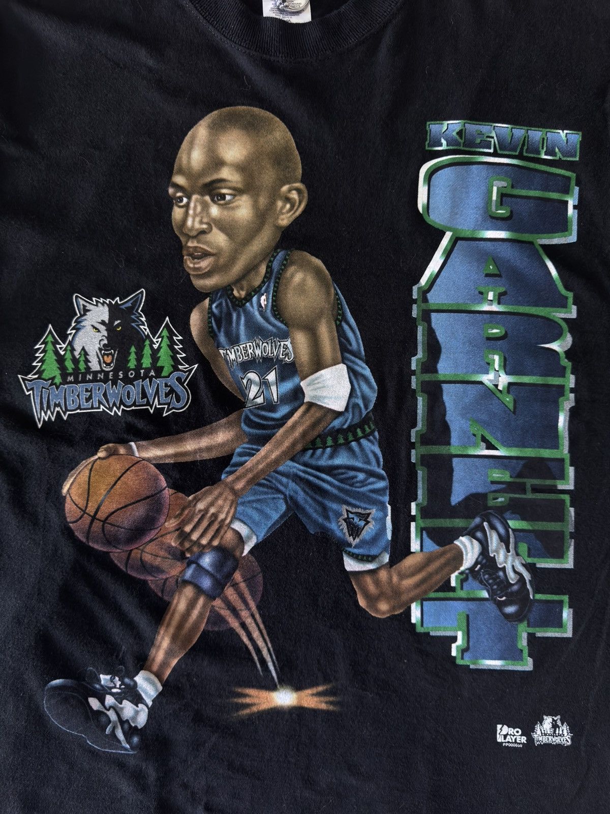 Pro Player 90s Kevin Garnett Minnesota Timberwolves Basketball VTG Tee Size US L / EU 52-54 / 3 - 3 Thumbnail