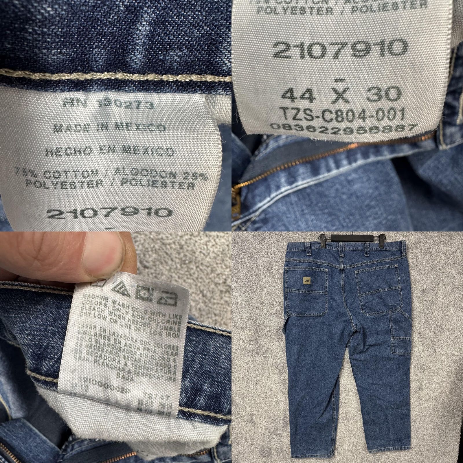 Lee VINTAGE Lee Jeans Mens 44x27 Carpenter Workwear Denim Blue Waist 44 Inseam 27in Pockets Zip Fly Mens Size US 44 / EU 60 - 8 Thumbnail