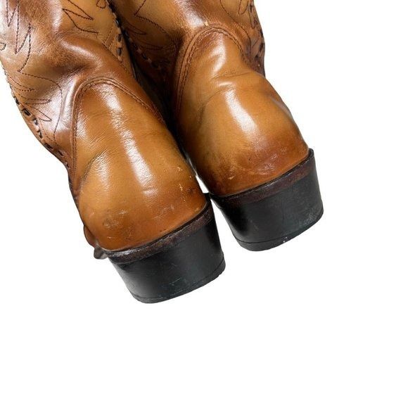 Genuine Leather × Vintage Vintage Double-H Cowboy Western Boots USA Made Patina Saddle Size US 10.5 / EU 43-44 - 8 Thumbnail