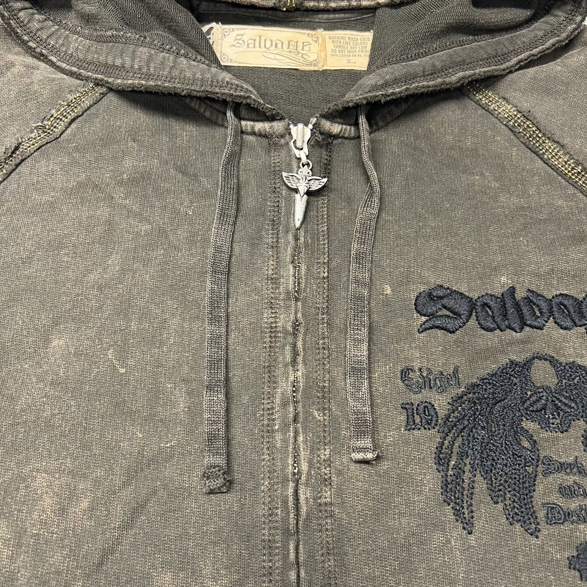 If Six Was Nine × Japanese Brand × Salvage Salvage Hoodie Y2K Skull Cross Wing Japanese Sweatshirt Size US L / EU 52-54 / 3 - 7 Thumbnail