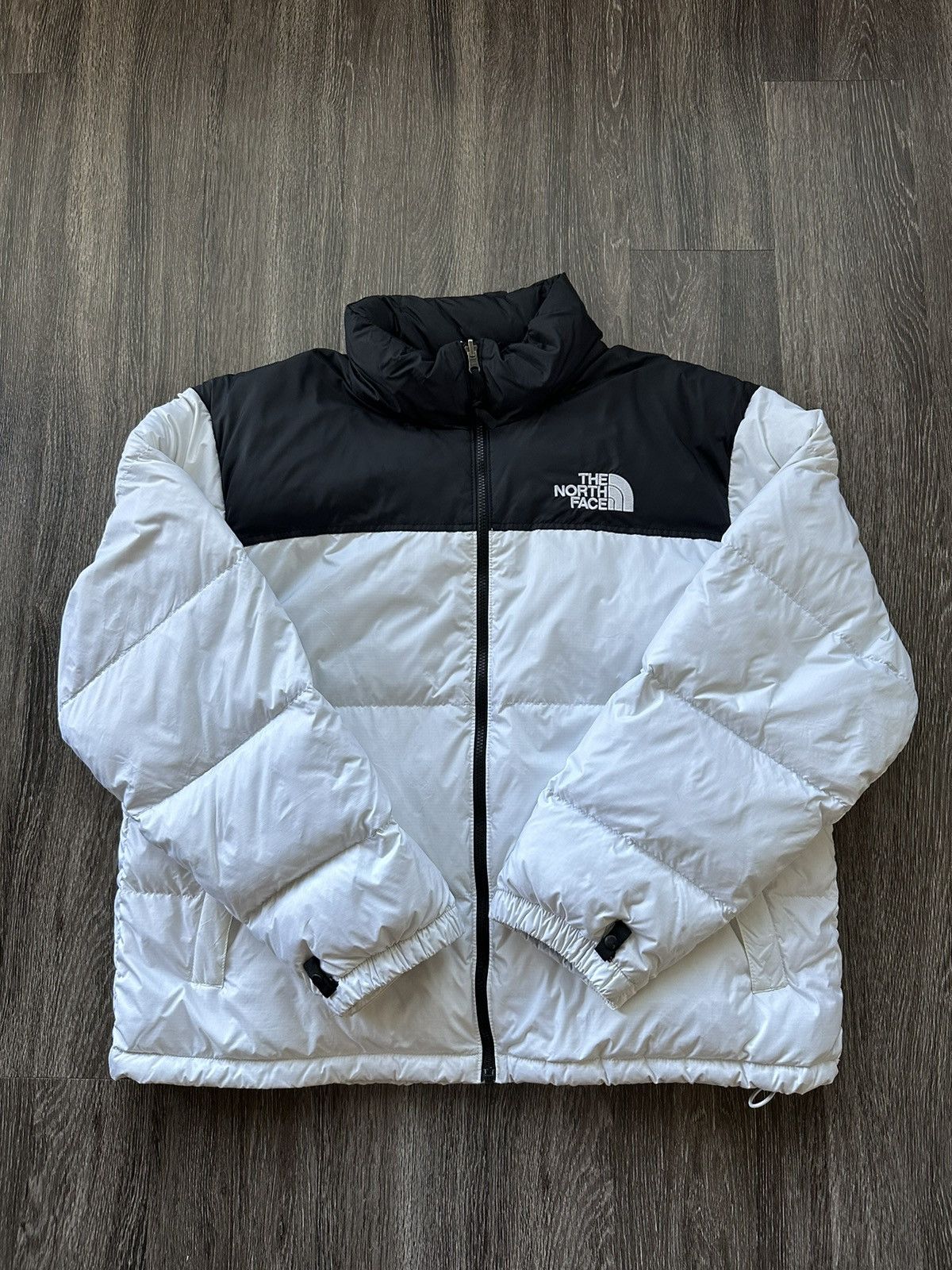 image of The North Face Nuptuse 700 White Black Puffer Down Jacket, Men's (Size XL)