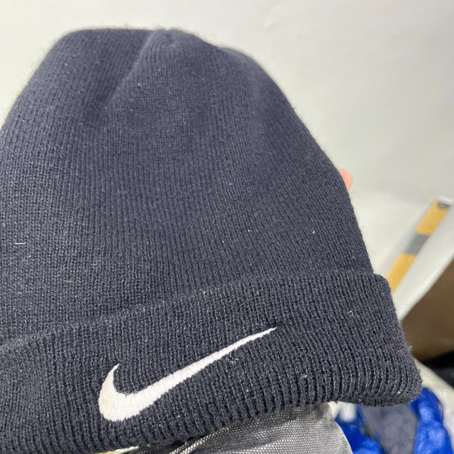 Nike VINTAGE Nike Beanie Hat Swoosh Skull Cap Toque Knit Black OS One Size 90s Mens Shirt Size ONE SIZE - 2 Thumbnail
